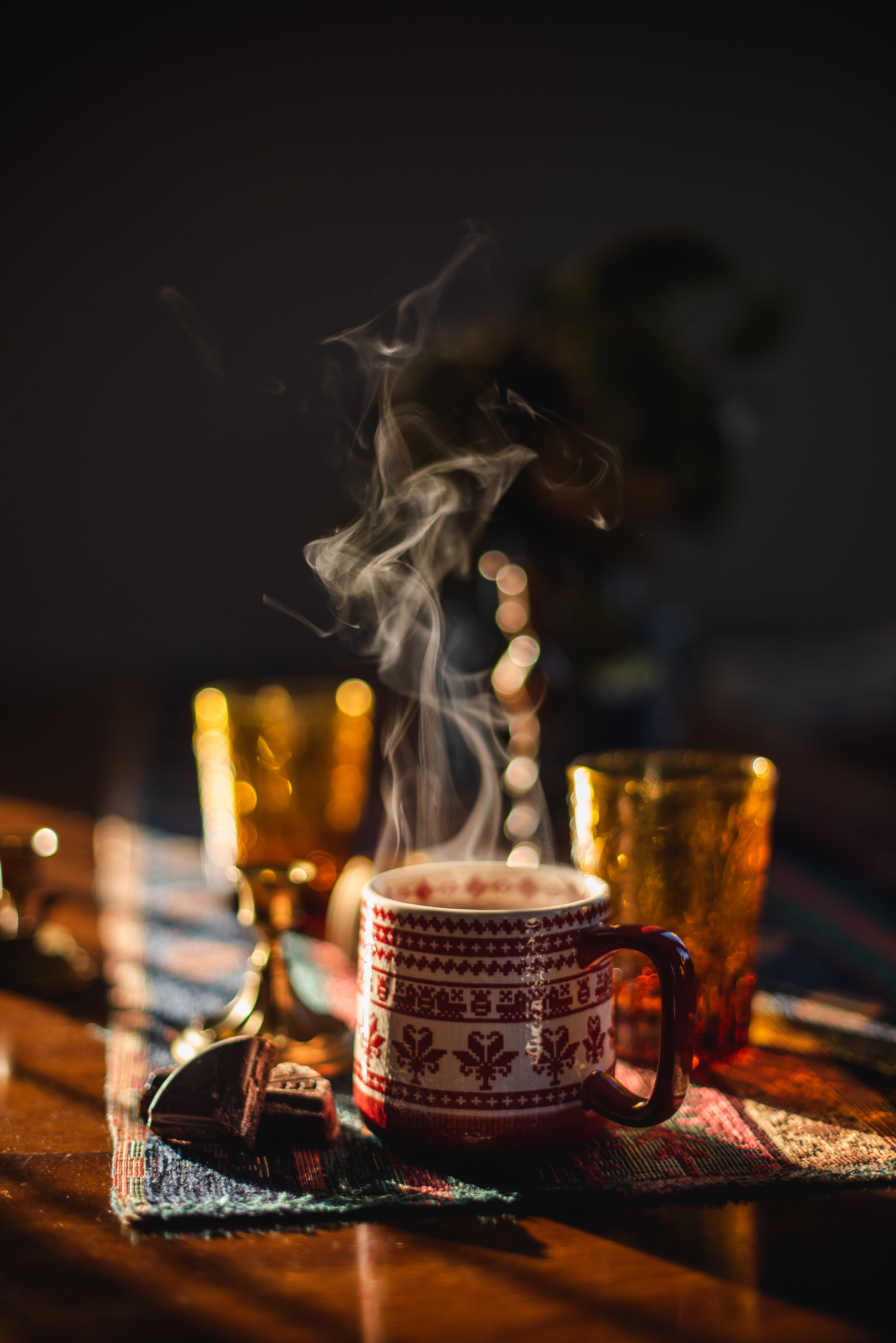 heat - temperature, candle, cake, beverage, drink, burning, cafe, indoors, incense, saucer, coffee, refreshment, restaurant, close-up, smoke - physical structure, Phone HD Wallpaper