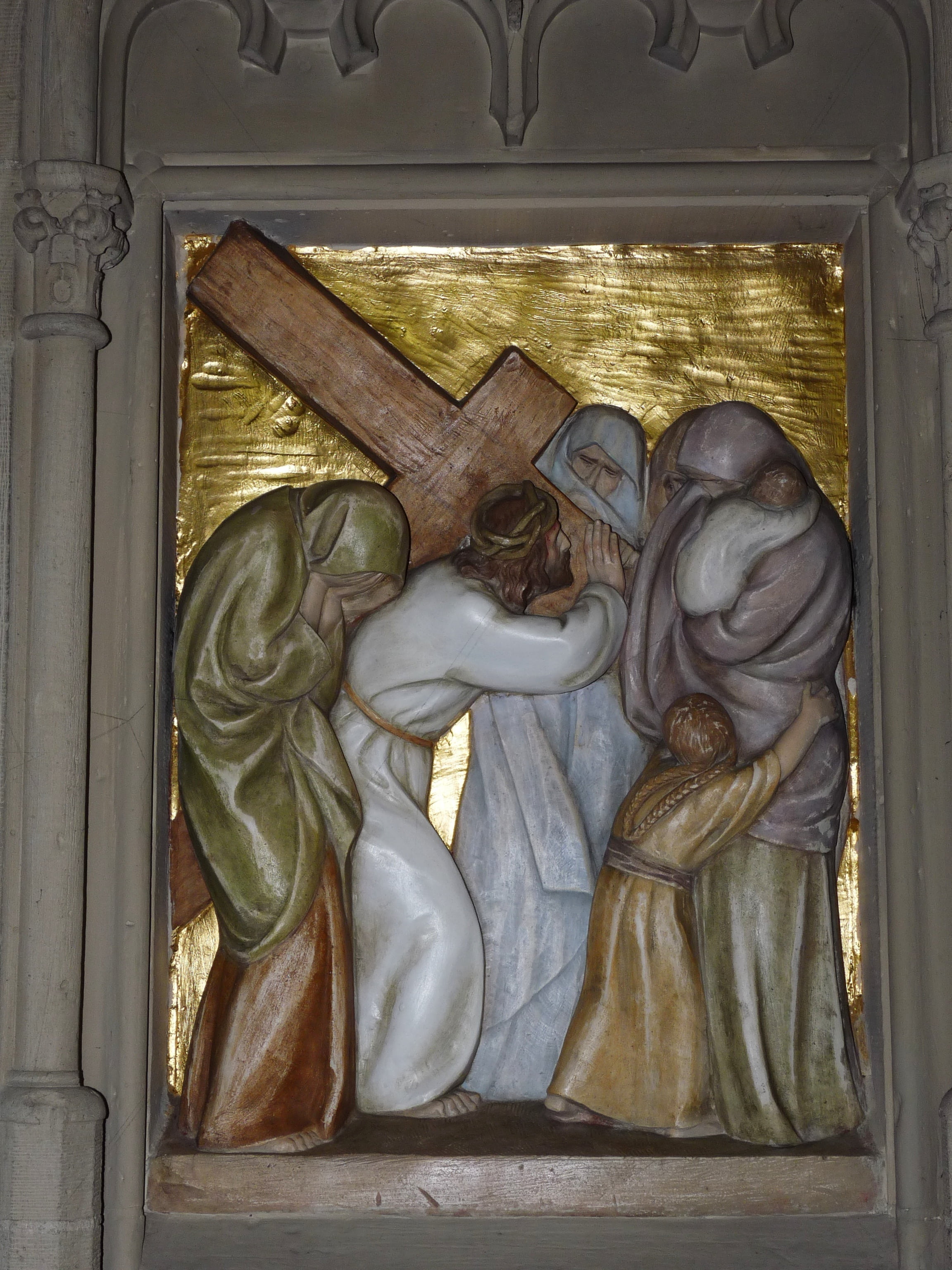 jesus, good friday, church, place of worship, religion, catholic, descent from the cross, female likeness, belief, portugal, gold colored, spirituality, Phone HD Wallpaper
