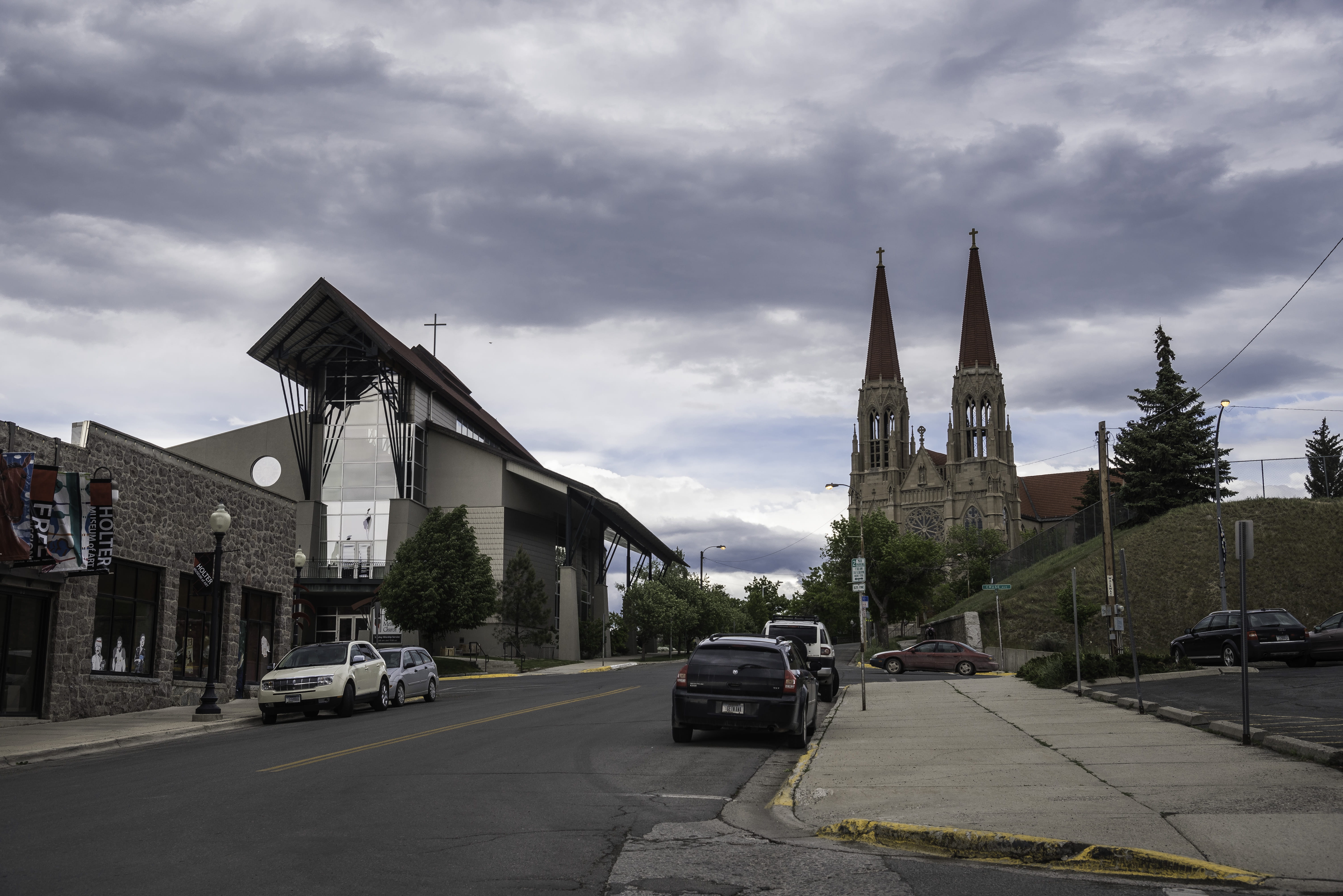 day, spire, architecture, motor vehicle, nature, road, saint, building, transportation, helena, 5K, Saint Helena, england, uK, built structure, montana, HD Wallpaper