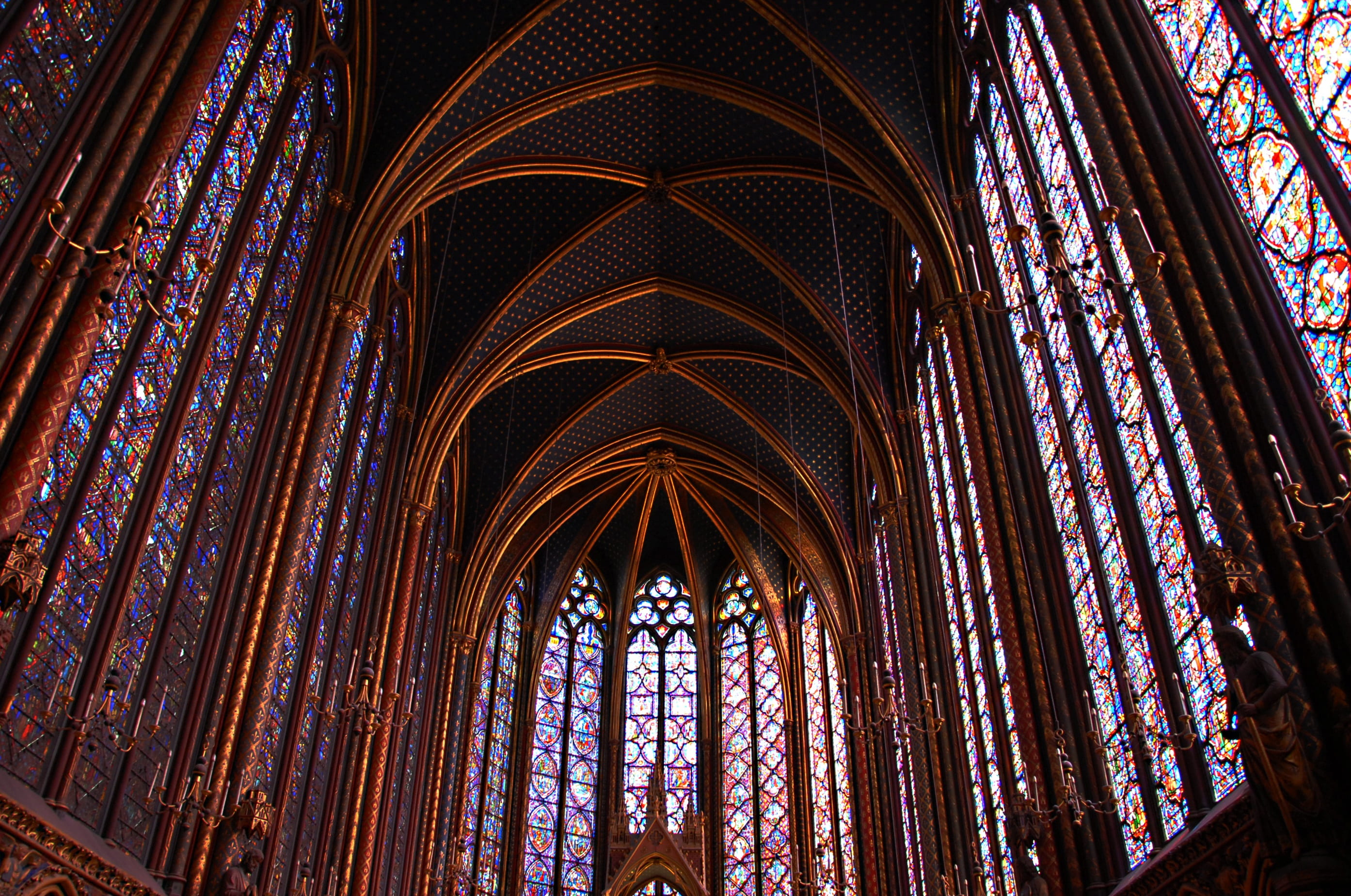 church, religion, paris, place of worship, purple, middle age, architecture, orange, architectural, cathedral, structure, religious monuments, ornate, arch, HD Wallpaper