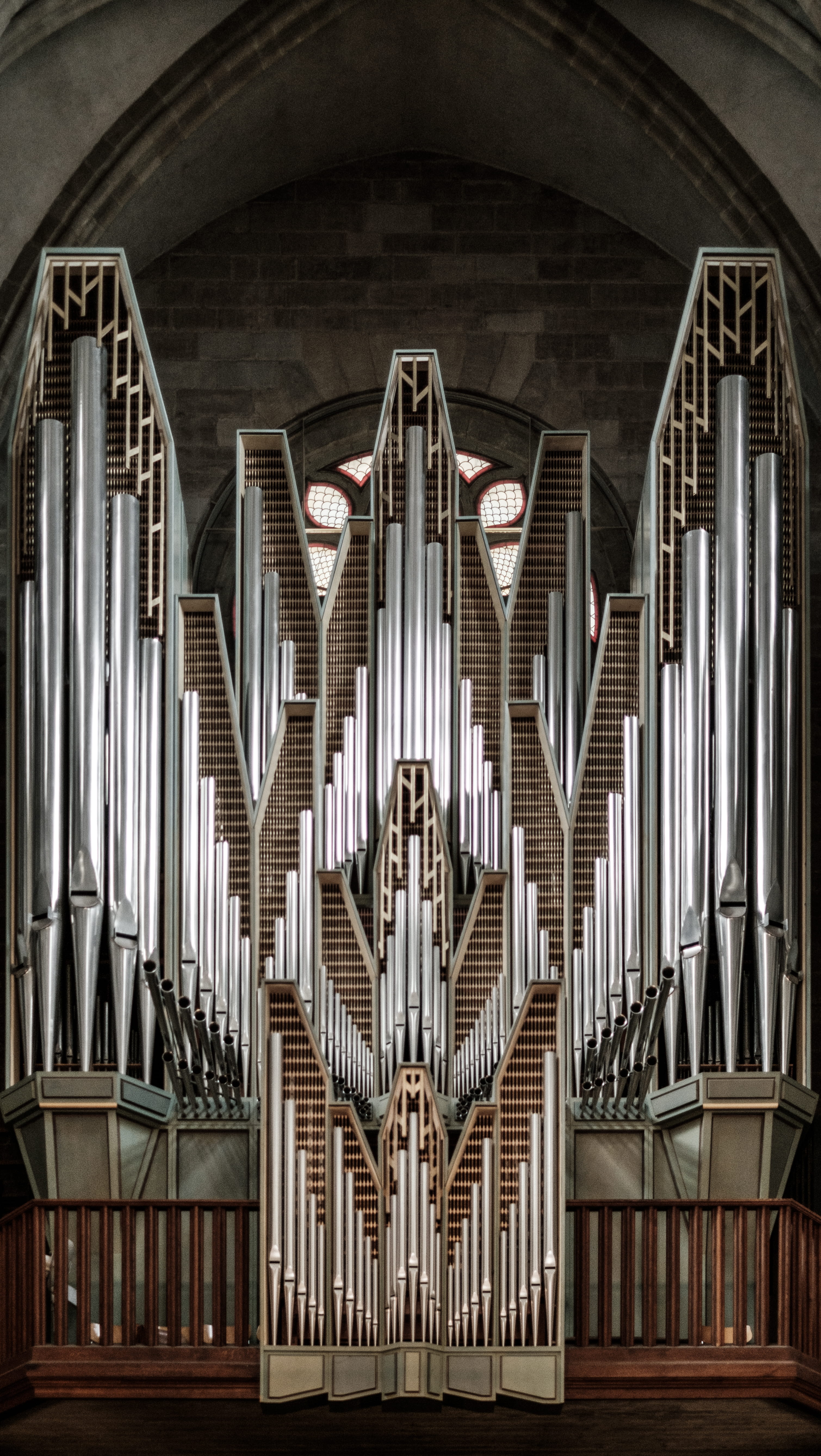 chapel, structure, low angle view, sculpture, ceiling, no people, instrument, spirituality, indoors, arch, steel, church, abstract, music, architectural, Phone HD Wallpaper