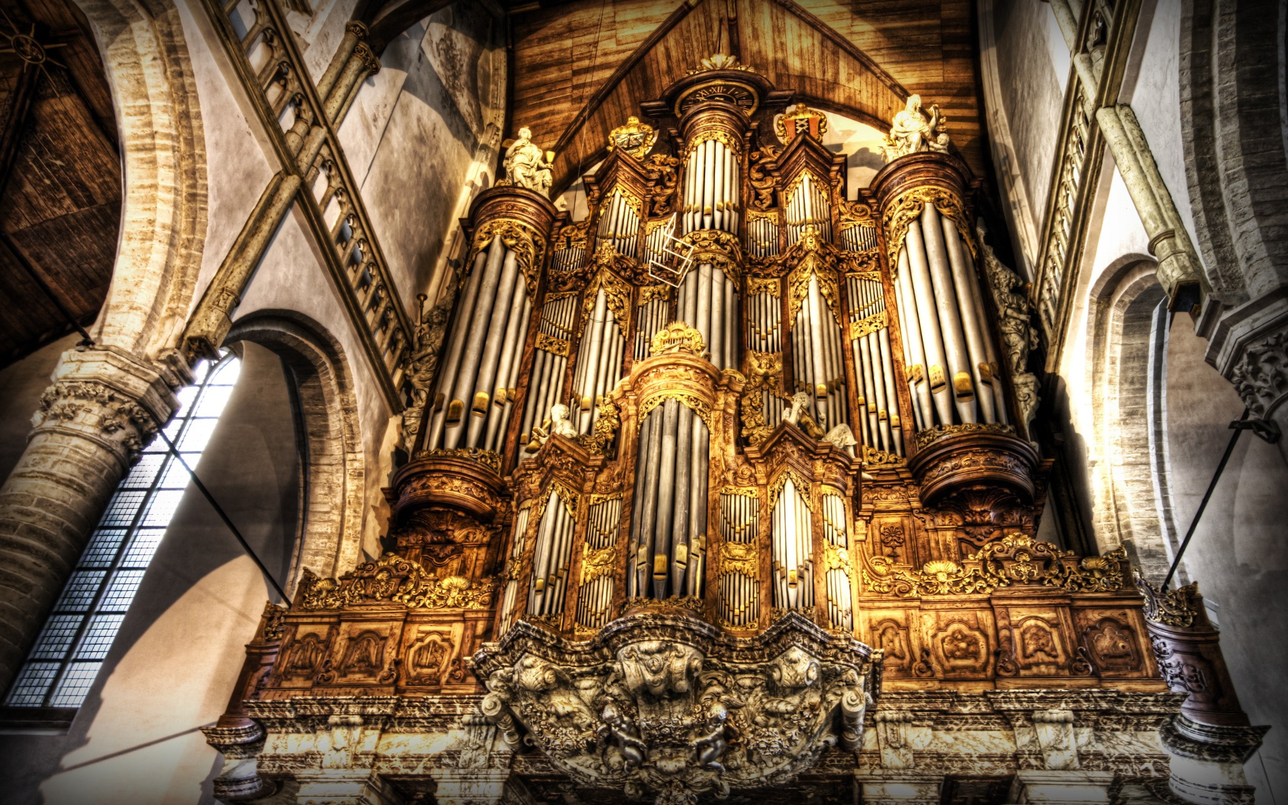 pipe organ, 2K, HD Wallpaper