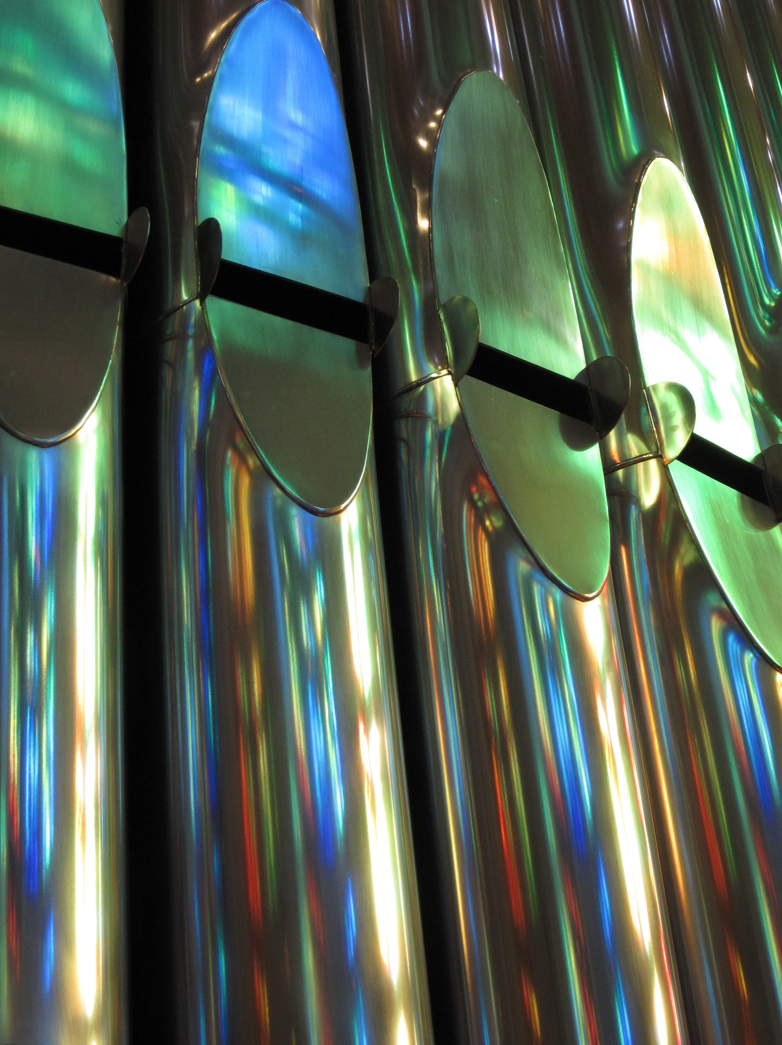 security, organ, glass - material, no people, technology, musical, church, close-up, pipes, instrument, illuminated, reflection, indoors, glasses, 2K, Phone HD Wallpaper
