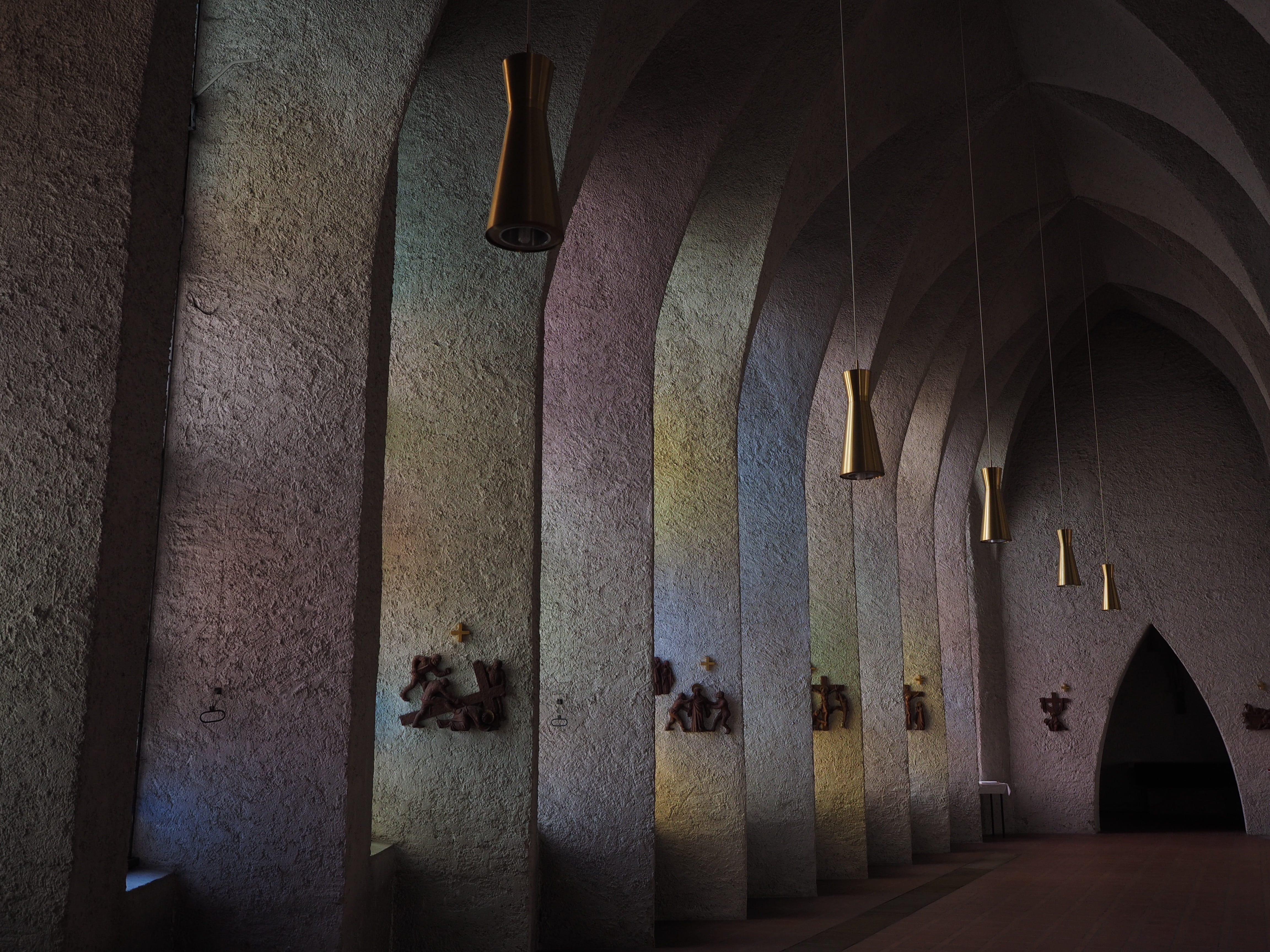 arches, toerboegen, no people, church, dark, arch, garrison church, new ulm, ceiling, gloomy, spirituality, wall - building feature, 4K, st john the baptist, HD Wallpaper