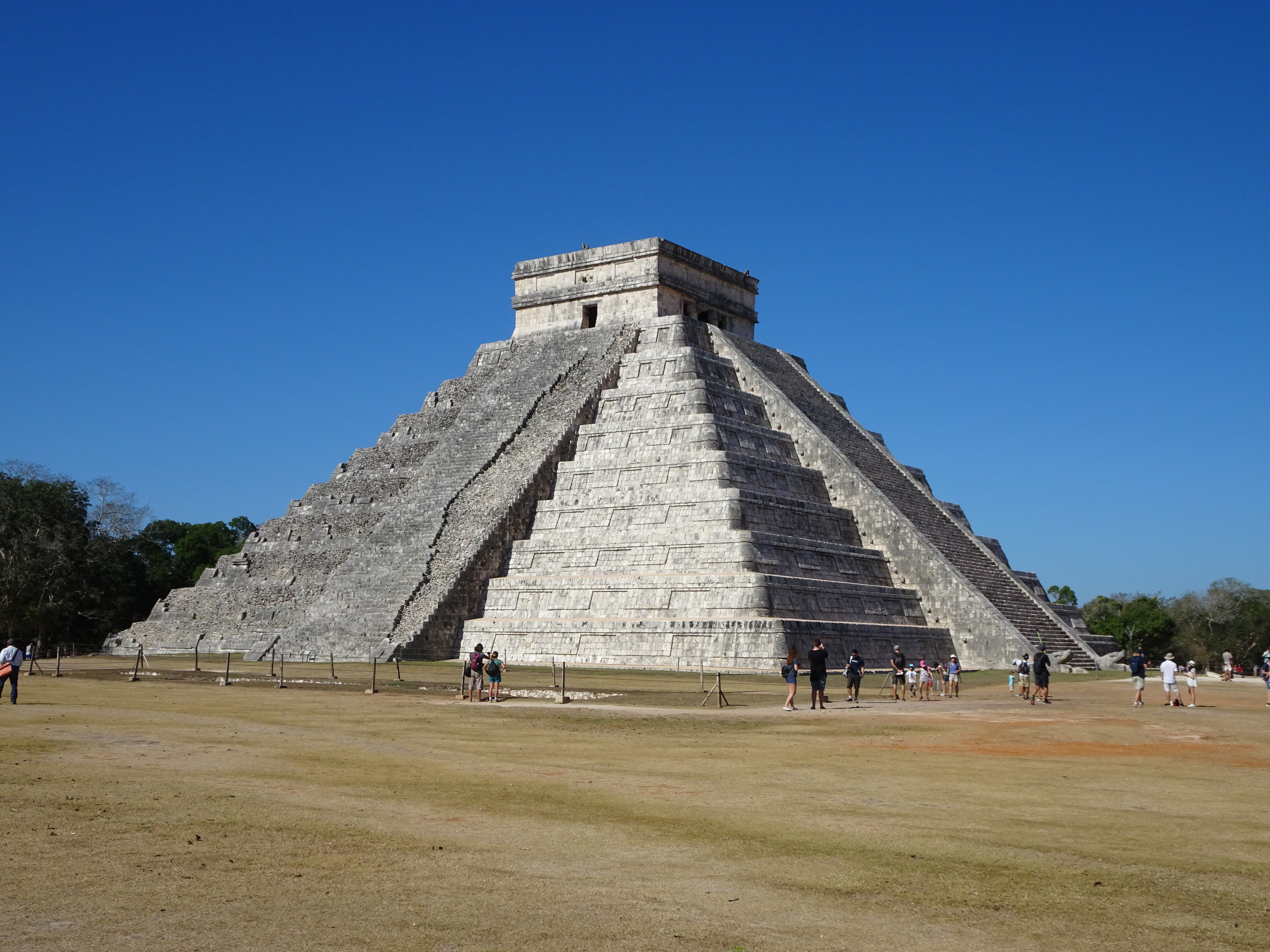 sky, archaeology, the past, day, nature, architecture, tourist, place of worship, temple, civilization, large group of people, mayan, pyramid, history, HD Wallpaper