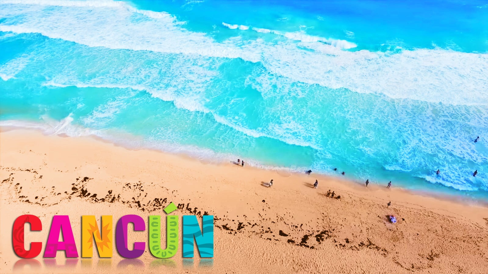 land, scenics - nature, trip, high angle view, holiday, sea, nature, sport, overlay, 720P, vacations, water, idyllic, western script, sand, Cancun, inflatable, HD Wallpaper
