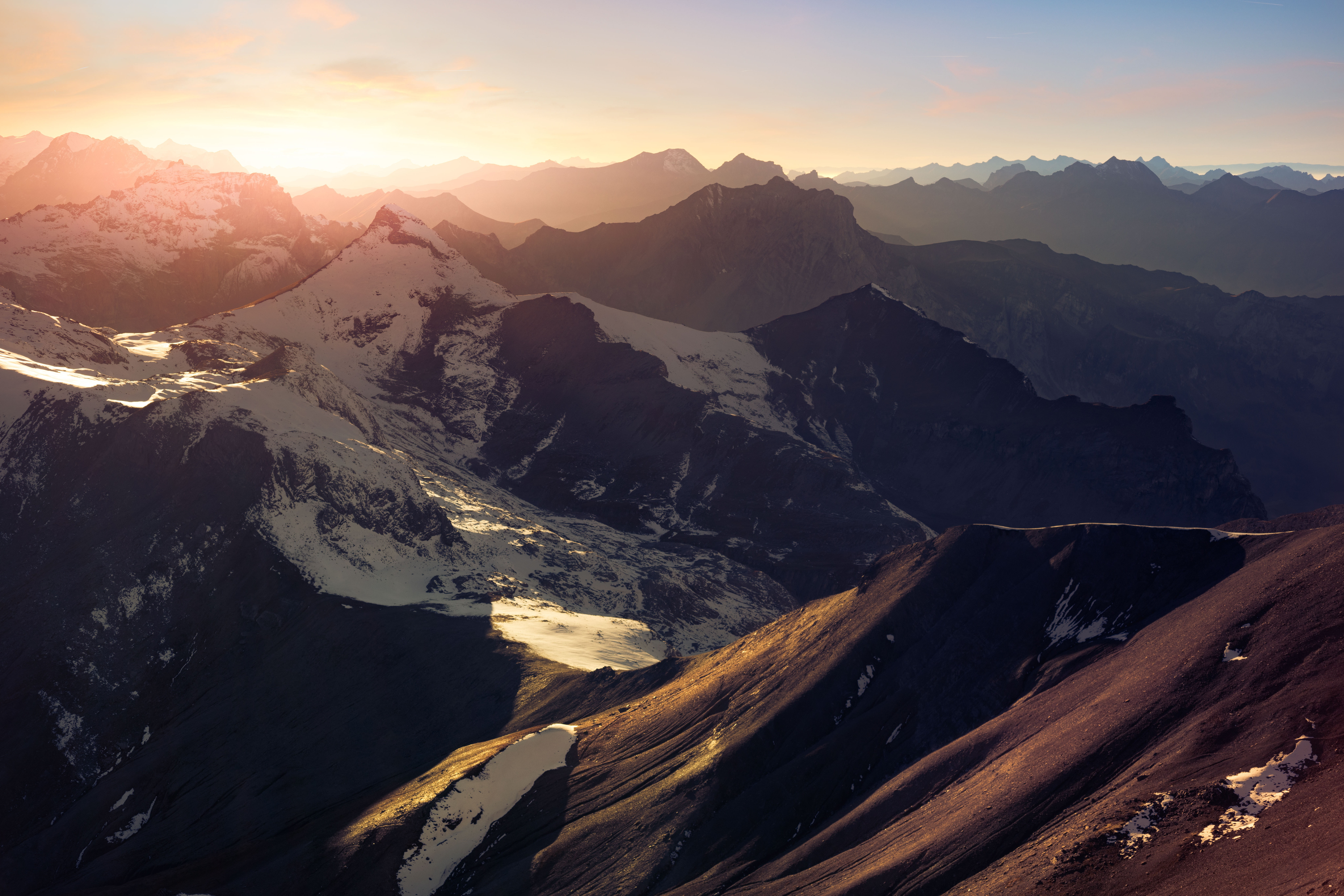 nature, sunlight, snowy peak, winter, majestic, environment, mountain, 8K, tranquil scene, snow, no people, beauty in nature, sky, snowcapped mountain, HD Wallpaper