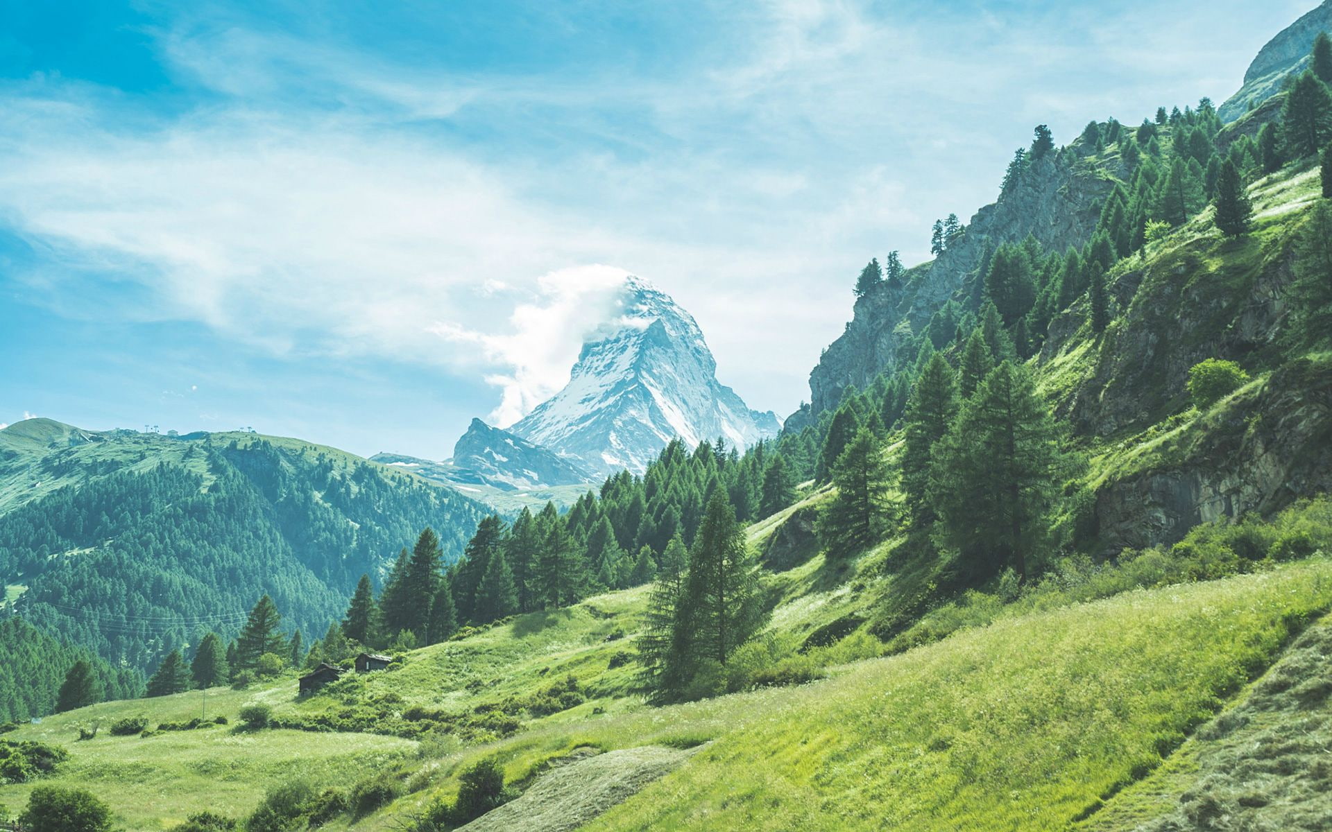 land, non-urban scene, grass, matterhorn, beauty in nature, green color, scenics - nature, environment, nature, no people, tranquil scene, plant, mountain, HD Wallpaper
