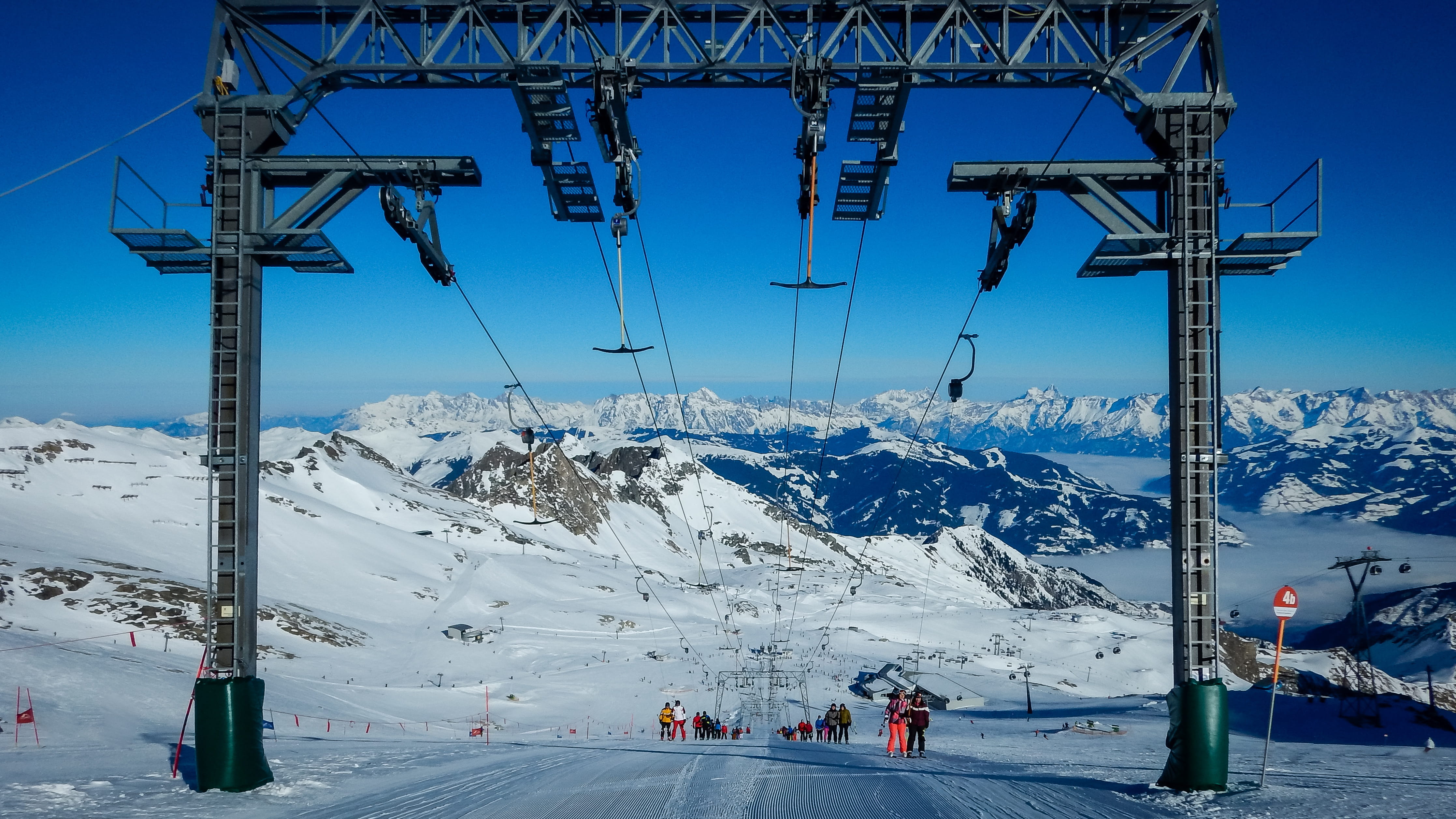 kaprun, winter sport, mountains, kitzsteinhorn, winter holiday, summit, transportation, skiing, connection, outdoors, imposing, sky, day, cable car, alpine, HD Wallpaper