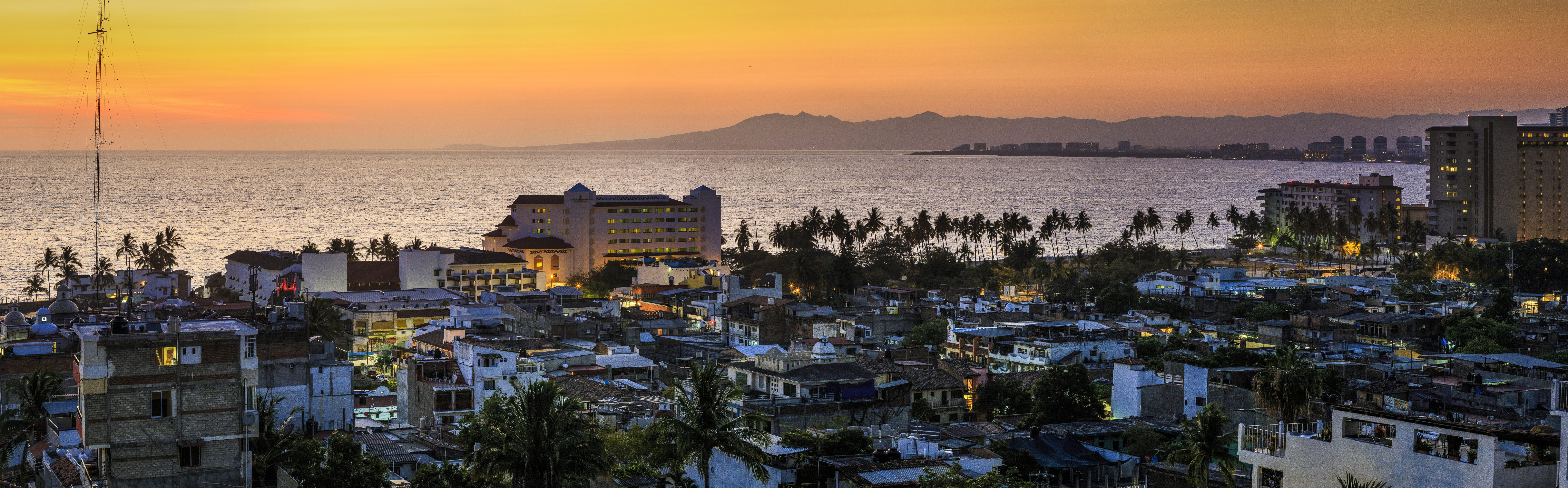 architecture, sky, building, travel, 8K, built structure, outdoors, house, buildings, sea, panorama, mexico, bay, travel destinations, no people, residential district, HD Wallpaper