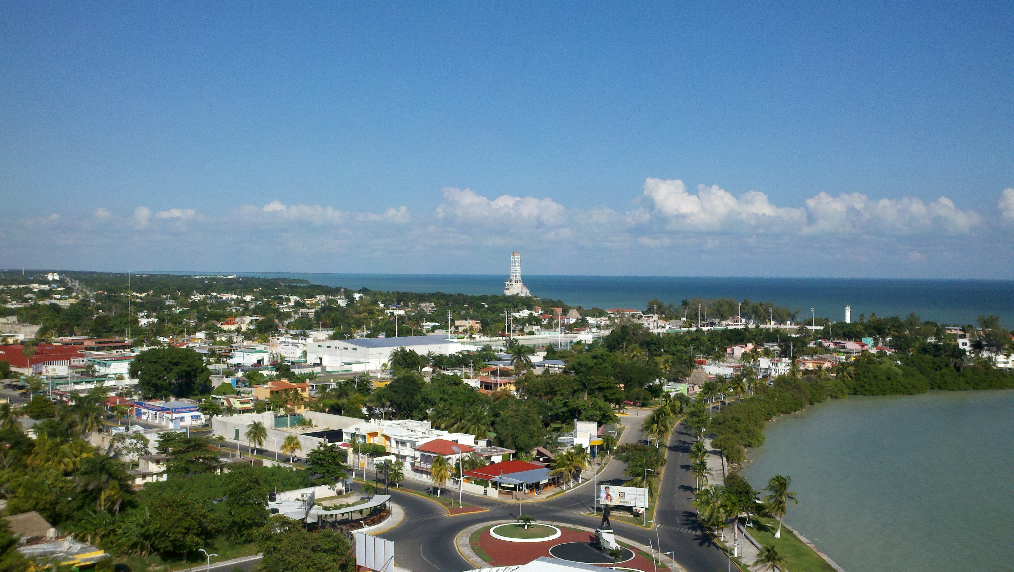 building exterior, built structure, no people, high angle view, chetumal, water, transportation, quintana roo, architecture, tree, day, mode of transportation, HD Wallpaper