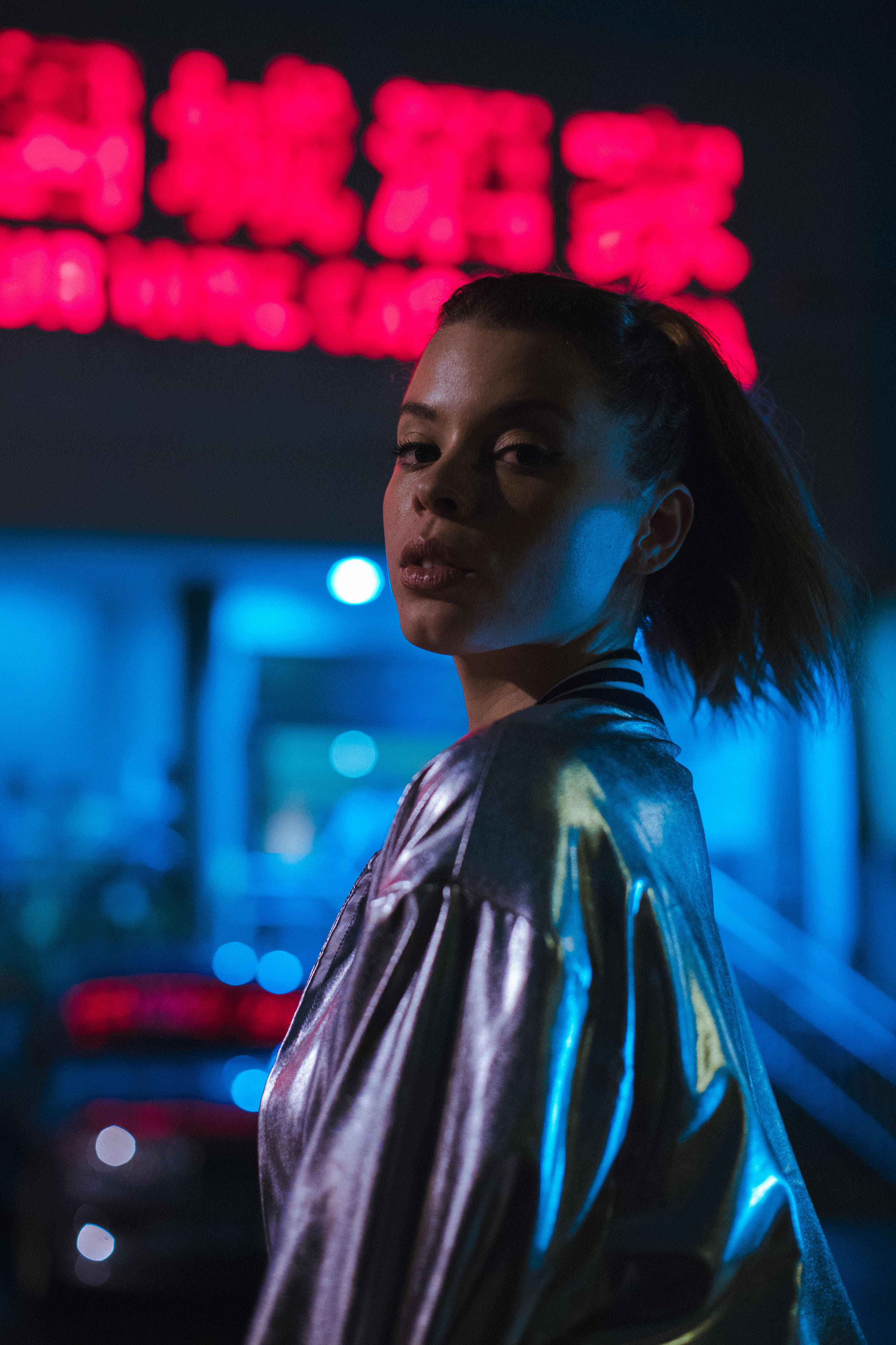 canon, urban, dark, 5K, focus, street, one Person, face, delgadowebb, rain, neon, women, fashion, bokeh, selective, young Adult, adult, males, wet, woman, Phone HD Wallpaper