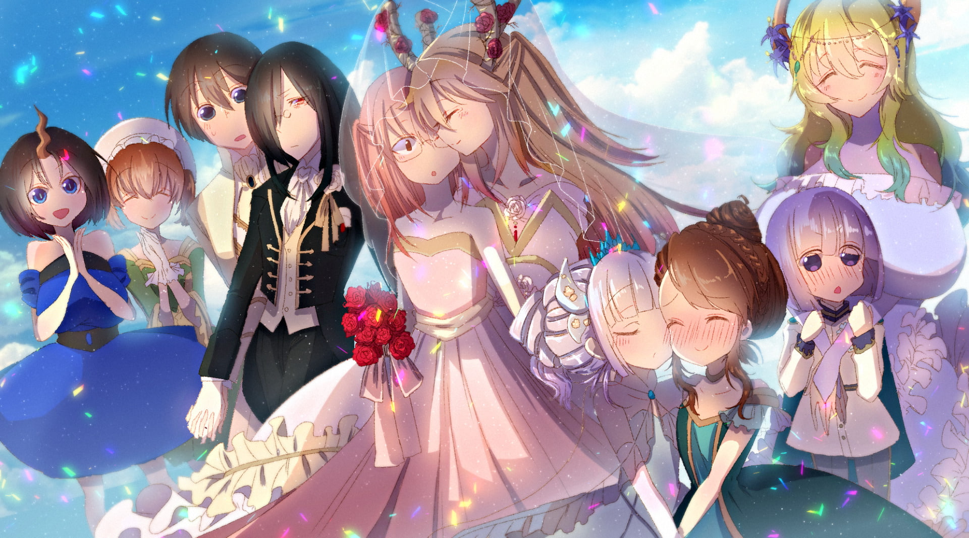 Shouta Magatsuchi, Anime, Quetzalcoatl (Miss Kobayashis Dragon Maid), Makoto Takiya, Elma (Miss Kobayashis Dragon Maid), Riko Saikawa, Tohru (Miss Kobayashis Dragon Maid), HD Wallpaper