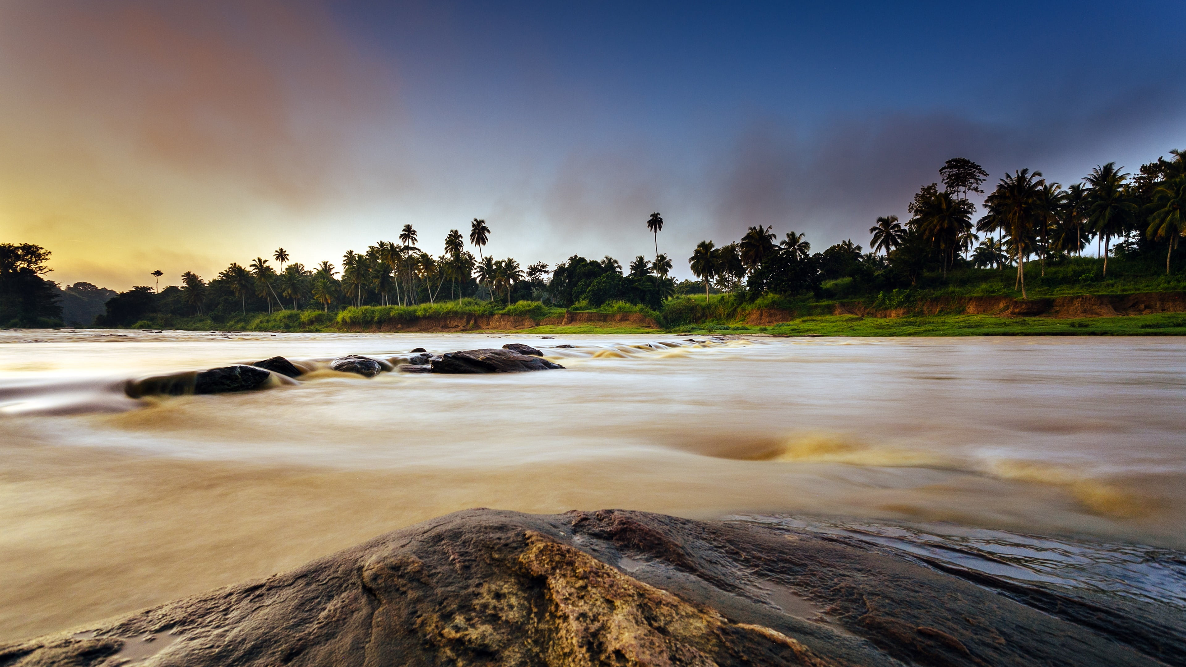 no people, tropical landscape, tree, 4K, tranquil scene, sky, landscape, plant, nature, rambukkana, beauty in nature, environment, river, cloud - sky, HD Wallpaper