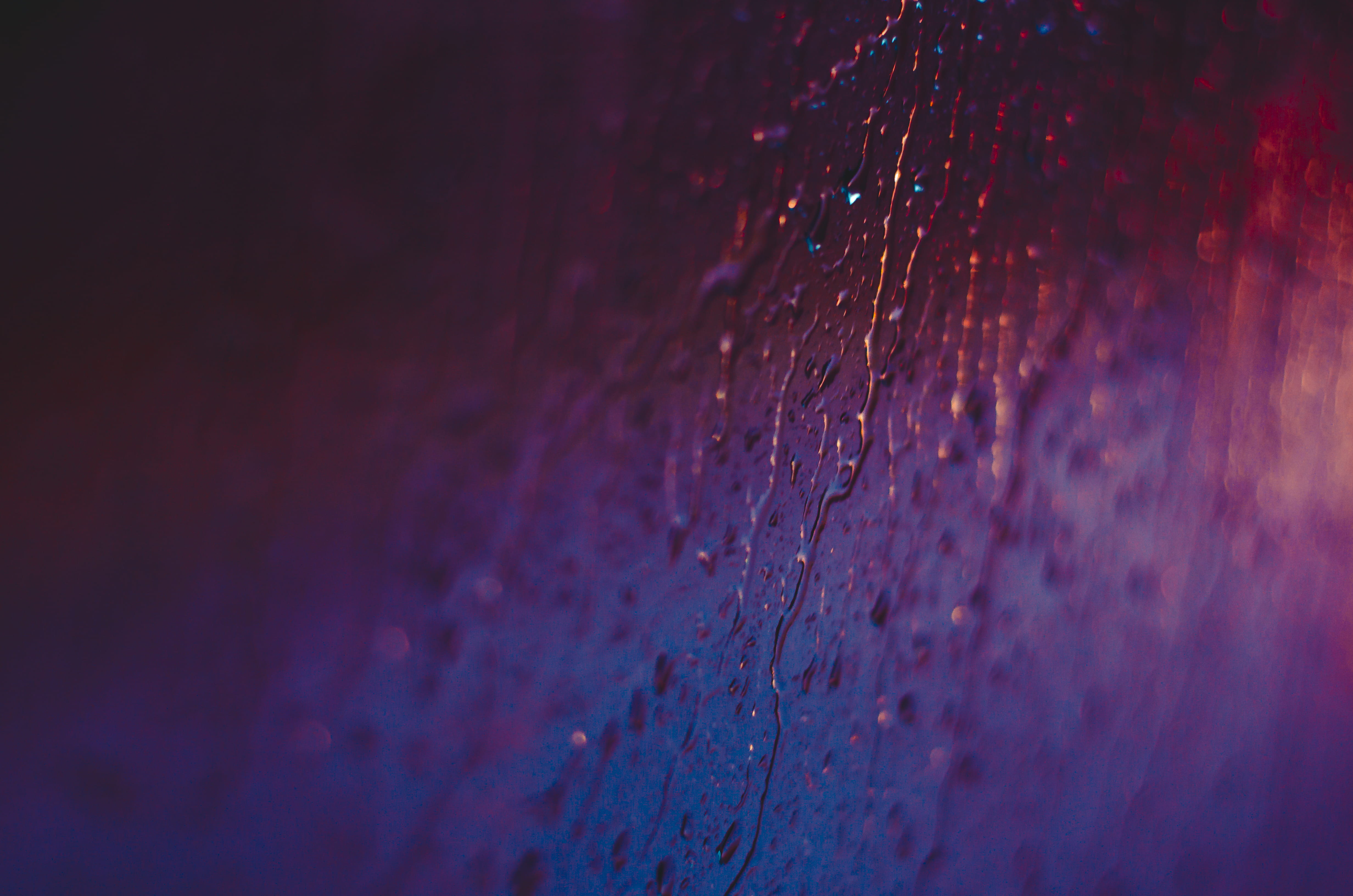 moisture, water drops, water, 4K, photography, raindrop, raindrops, no people, extreme close-up, indoors, red, selective focus, droplets, abstract, drop, HD Wallpaper