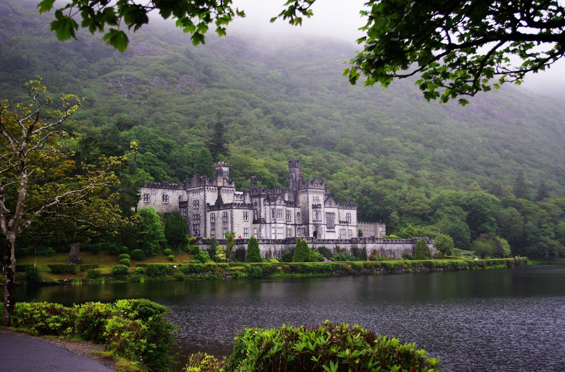 Kylemore Abbey, Ireland, 1080P, Forest, Castle, Lake, Religious, HD Wallpaper