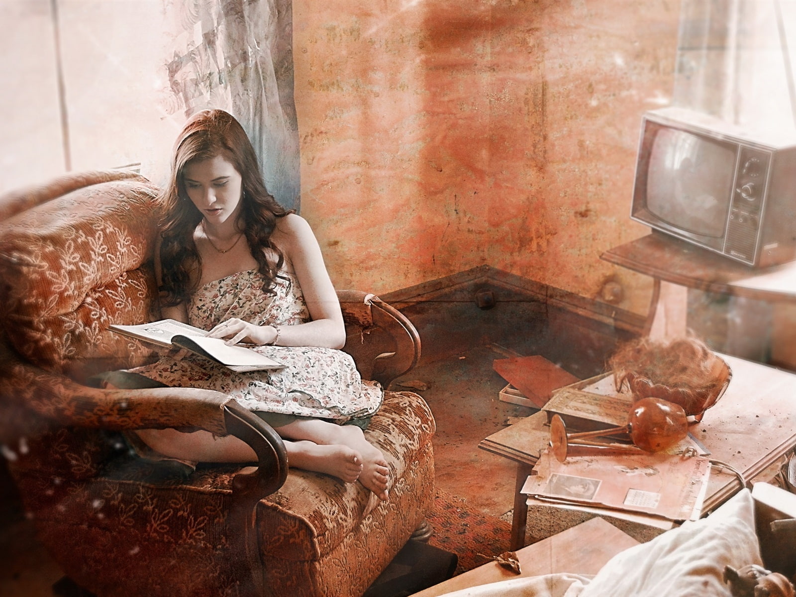 leyendo, sofa, libro, mujer, 720P, HD Wallpaper
