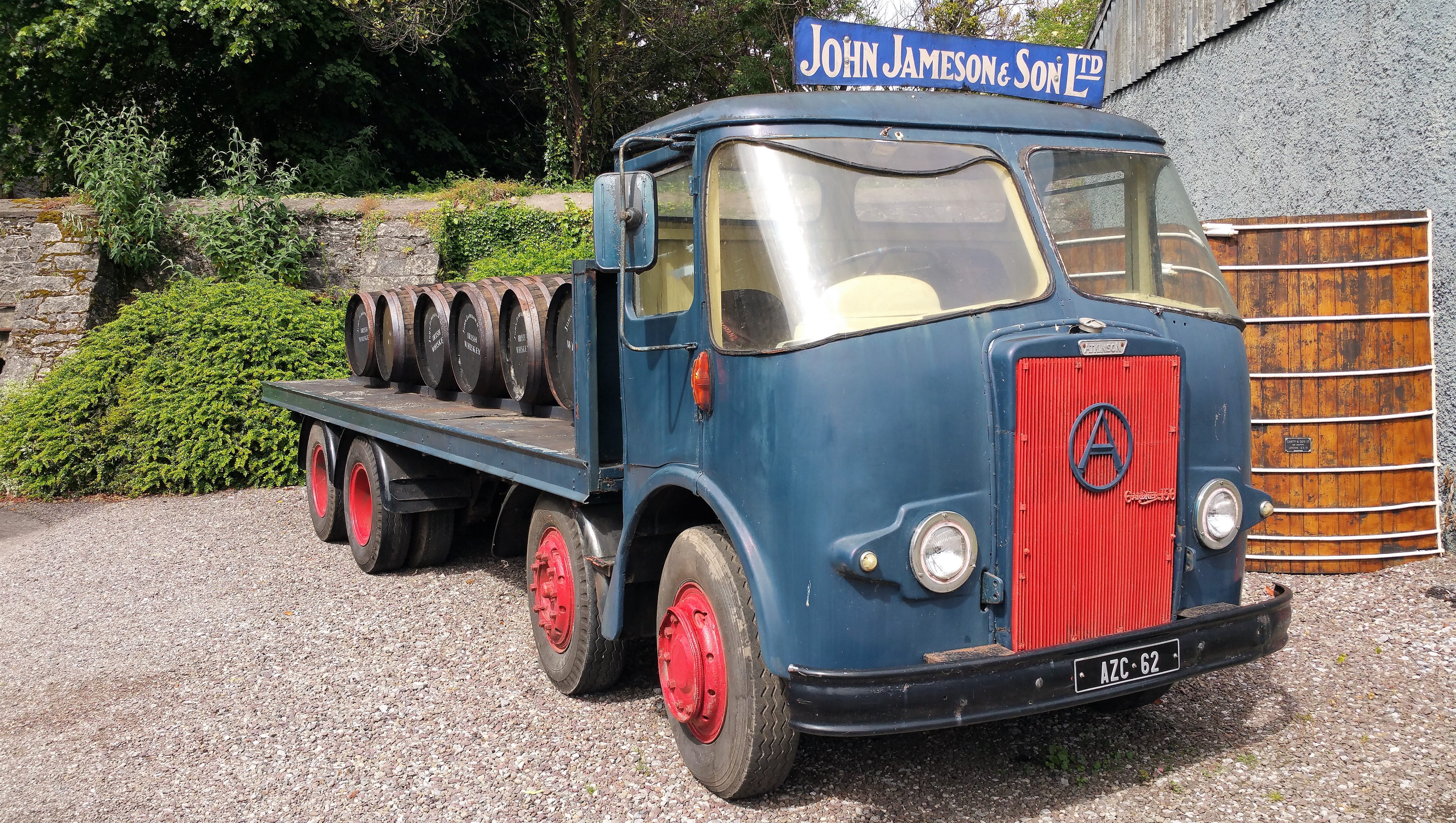 street, irish, whiskey, day, tree, semi-truck, cork, stationary, delivery, transport, road, outdoors, land vehicle, classic, travel, truck, jamesons, 5K, HD Wallpaper