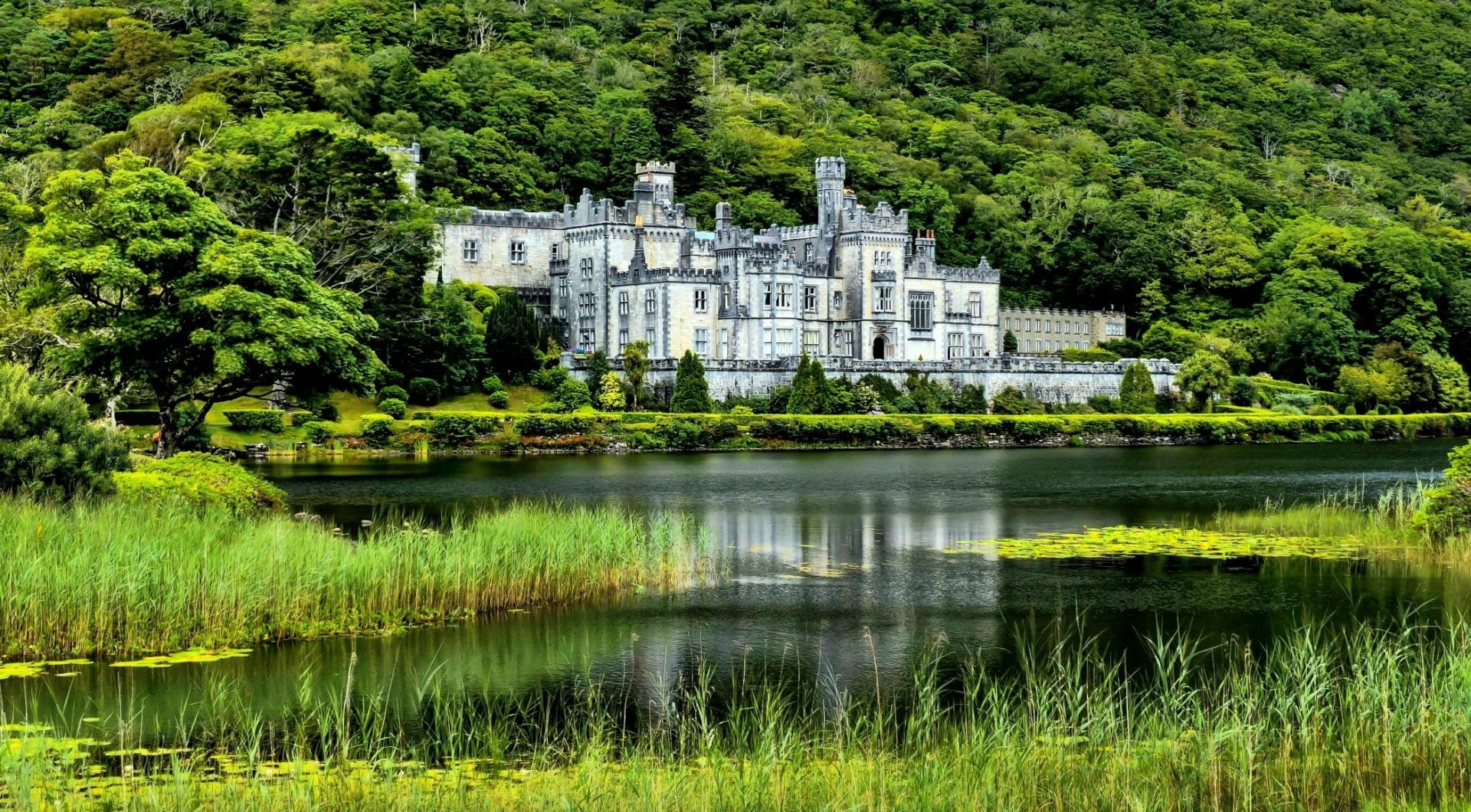 Kylemore Abbey, Ireland, Connemara, 1080P, Religious, HD Wallpaper