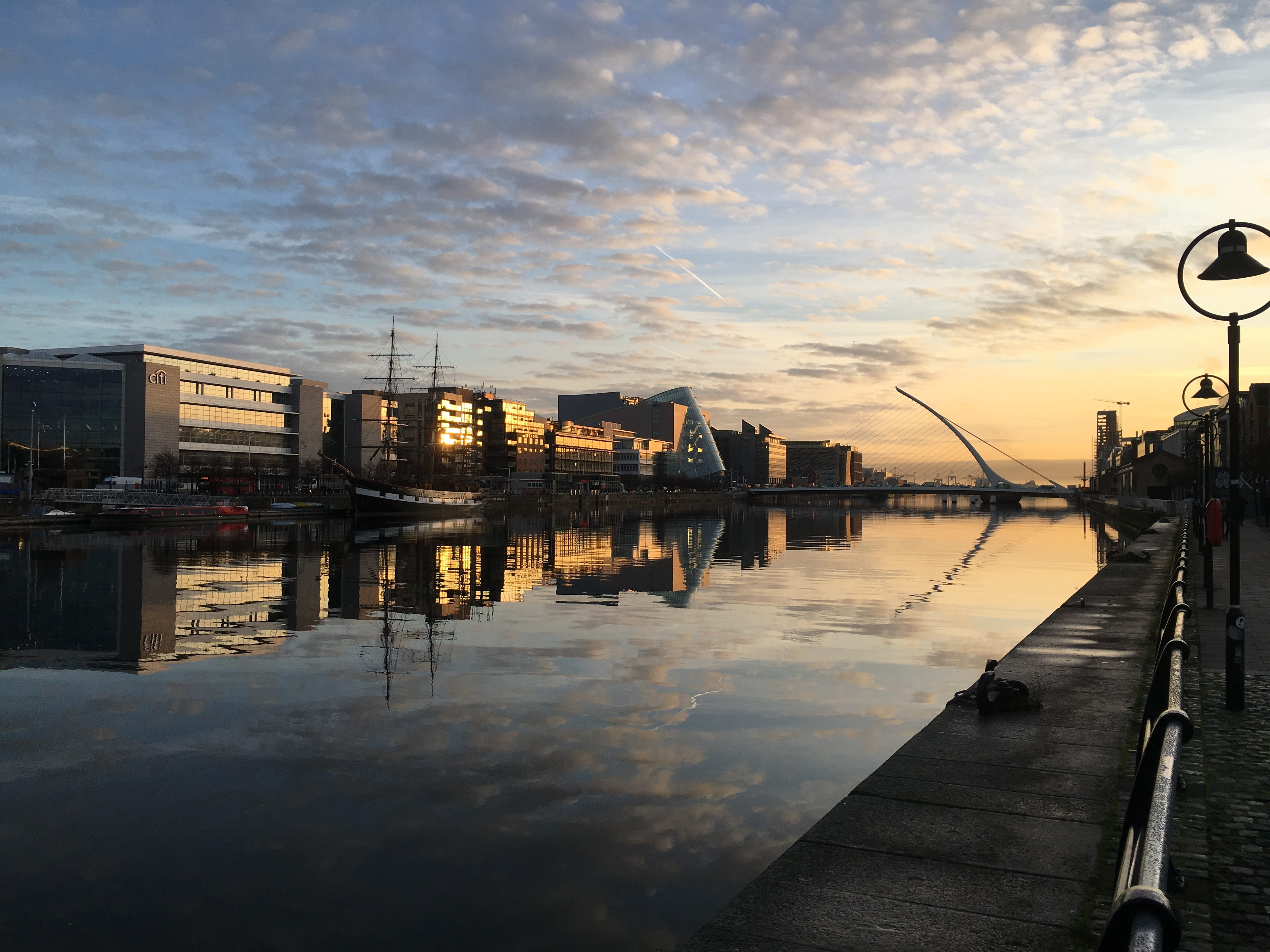 cloud - sky, street light, irish, no people, outdoors, landscape, outdoor, built structure, building exterior, river, architecture, sunset, waterfront, HD Wallpaper