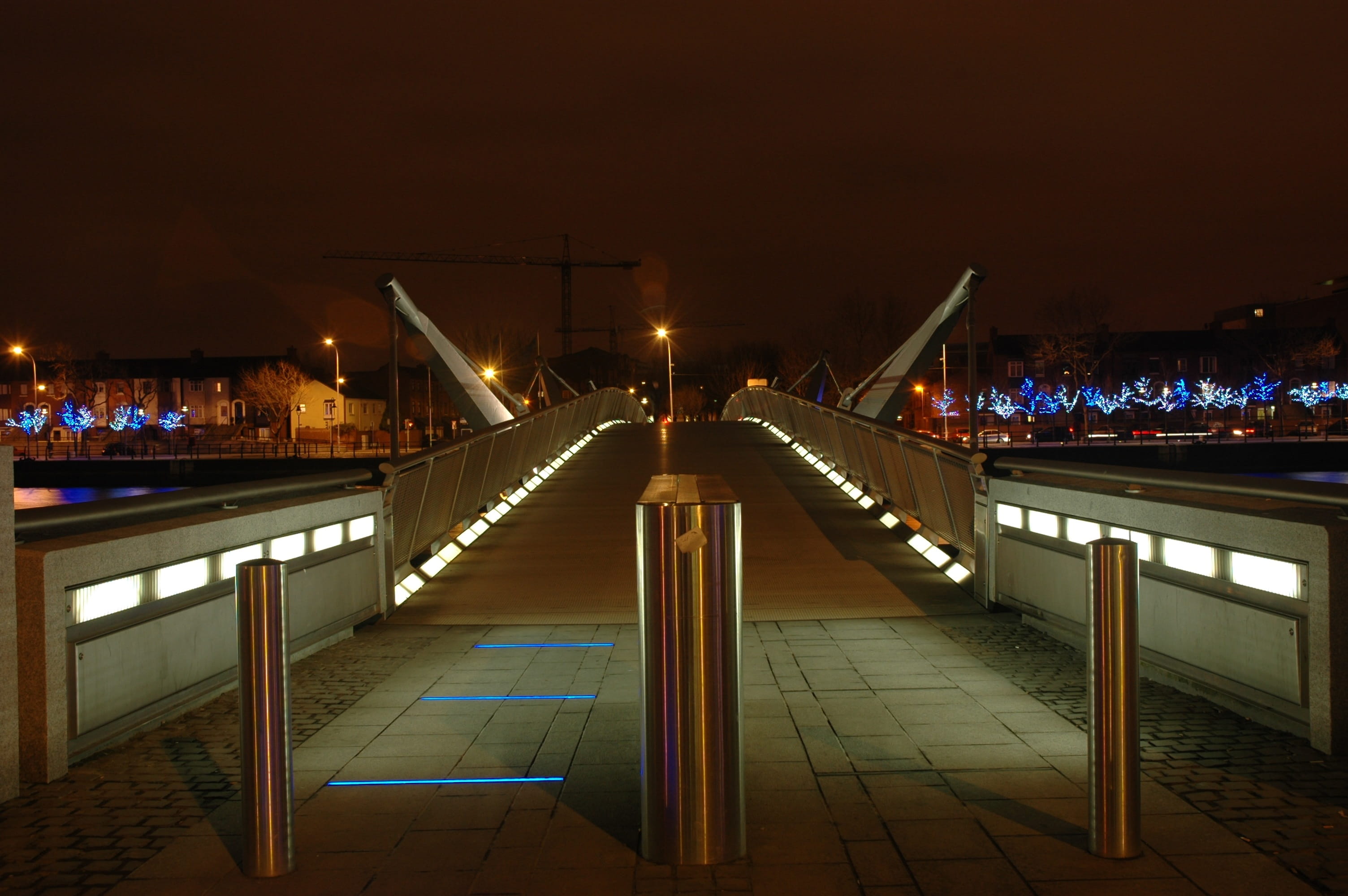 transportation, water, Dublin, railing, long exposure, travel destinations, bridge, street light, motion, connection, no people, sky, the way forward, light, HD Wallpaper