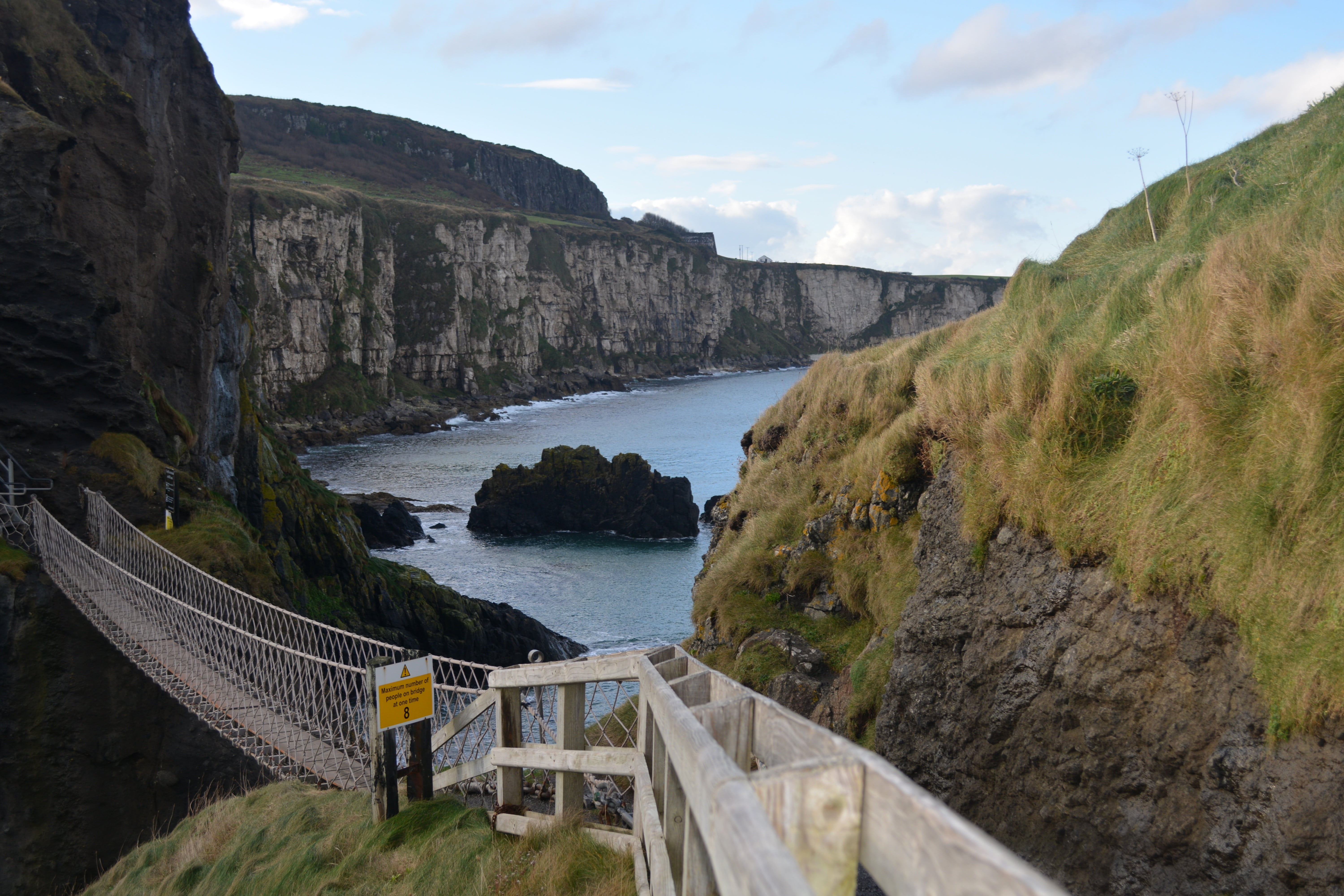 sea, rocks, 5K, carrick-a-rede, nature, northern ireland, rock formation, rock, solid, scenics - nature, rock - object, cloud - sky, land, non-urban scene, HD Wallpaper