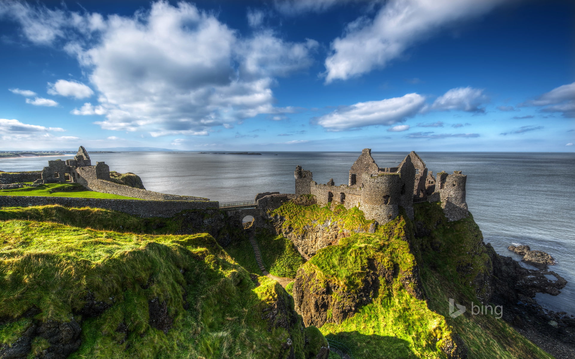 Antrim County, nature, water, cloud - sky, gray, Northern Ireland, ancient civilization, building exterior, architecture, ruins, travel destinations, beauty in nature, HD Wallpaper