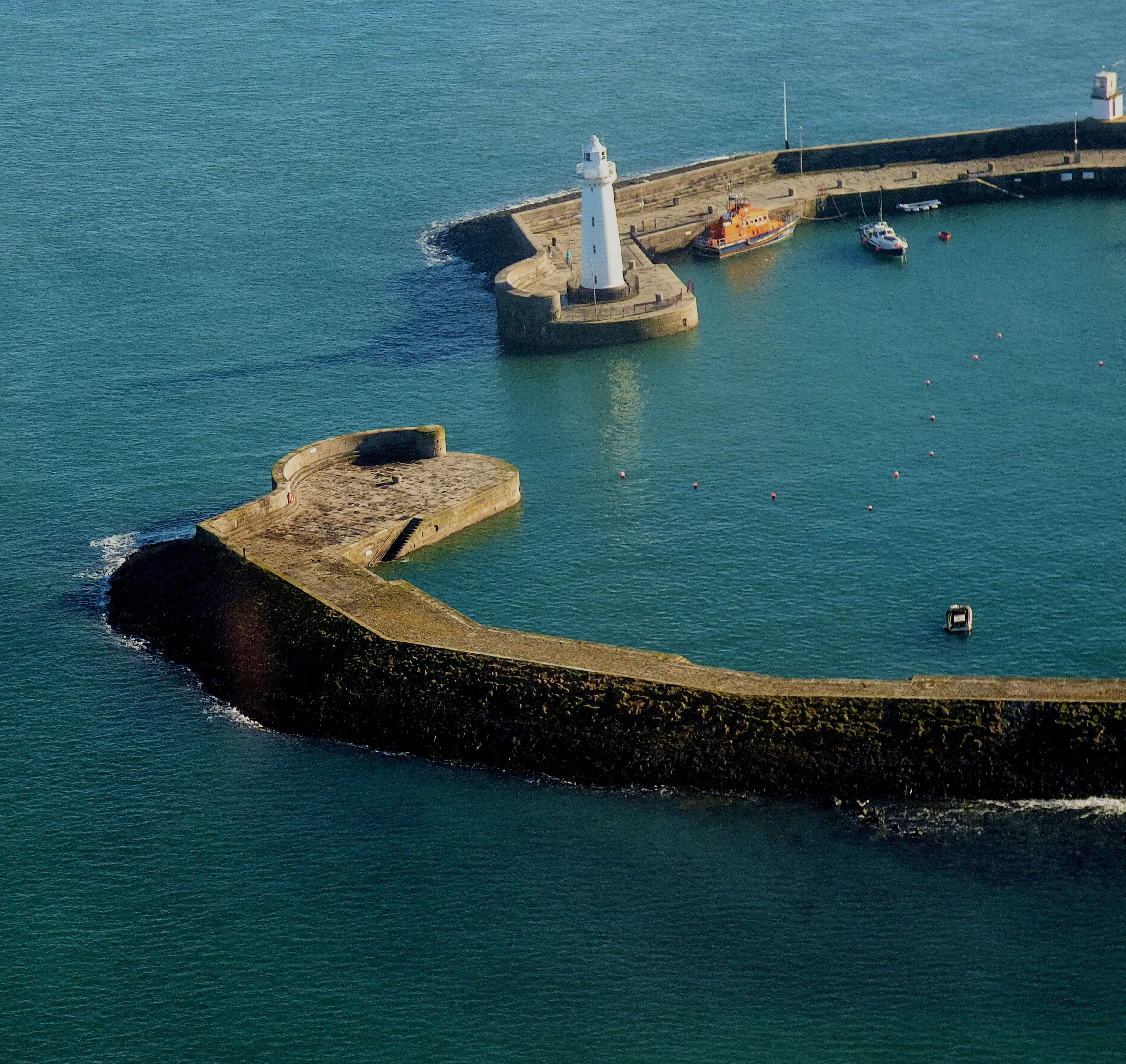 ireland, turquoise colored, tranquility, high angle view, ship, down, built structure, harbour, county, day, architecture, travel, coastline, mode of transportation, HD Wallpaper