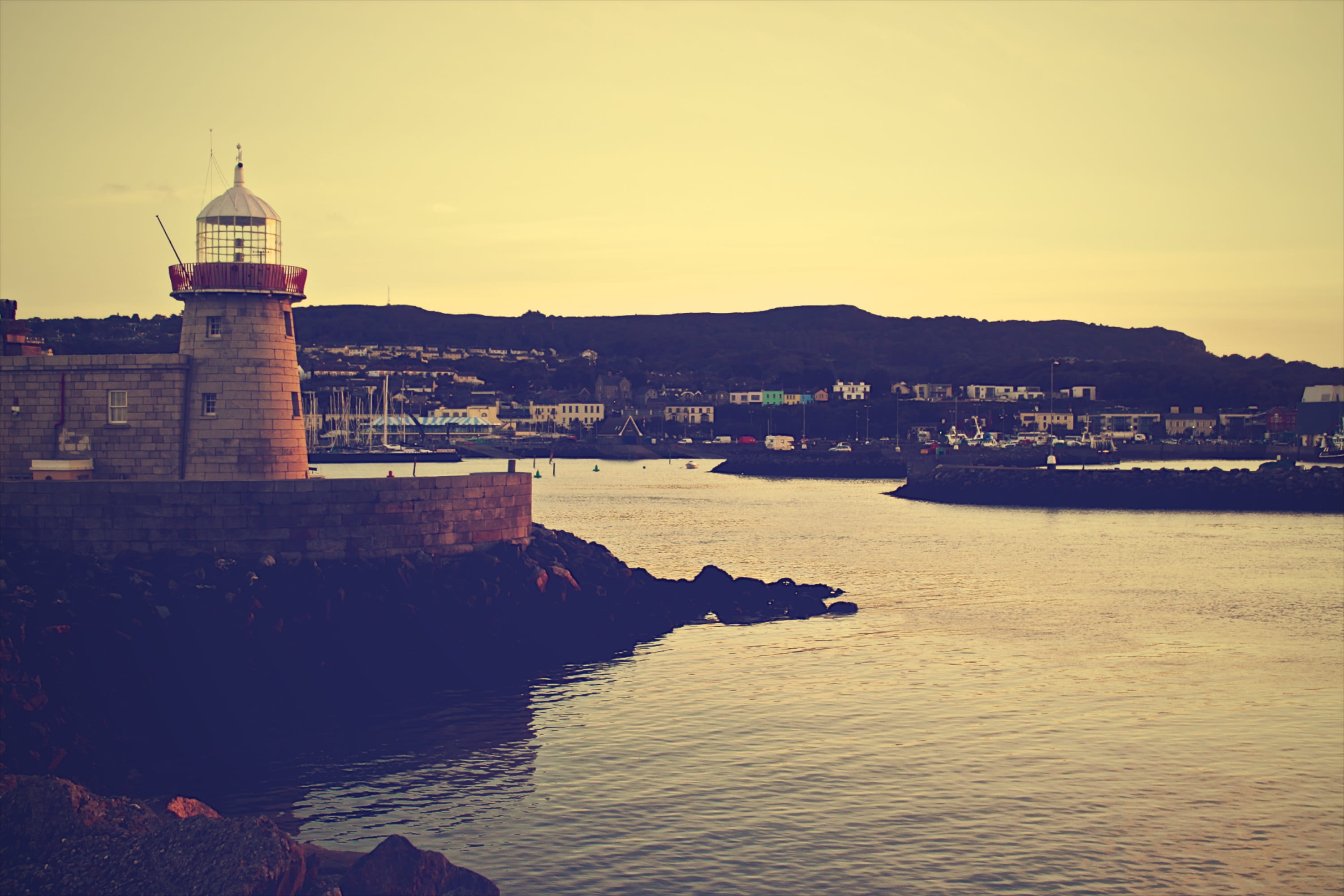 direction, sky, tower, grunge, city, harbor, vintage, building exterior, lighthouse, sea, outdoors, architecture, marina, sunset, nautical, body, coast, HD Wallpaper