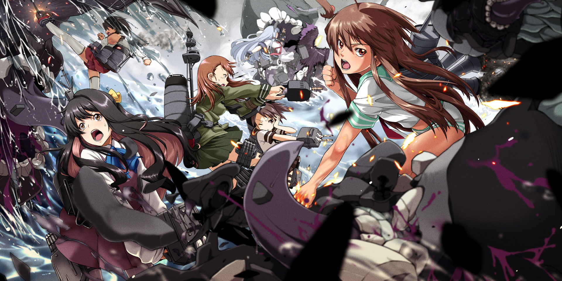 Murakumo (Kancolle), Nagara (Kancolle), 1080P, Naganami (Kancolle), Kantai Collection, Anime, Ooi (Kancolle), Shikinami (Kancolle), Kuma (Kancolle), HD Wallpaper
