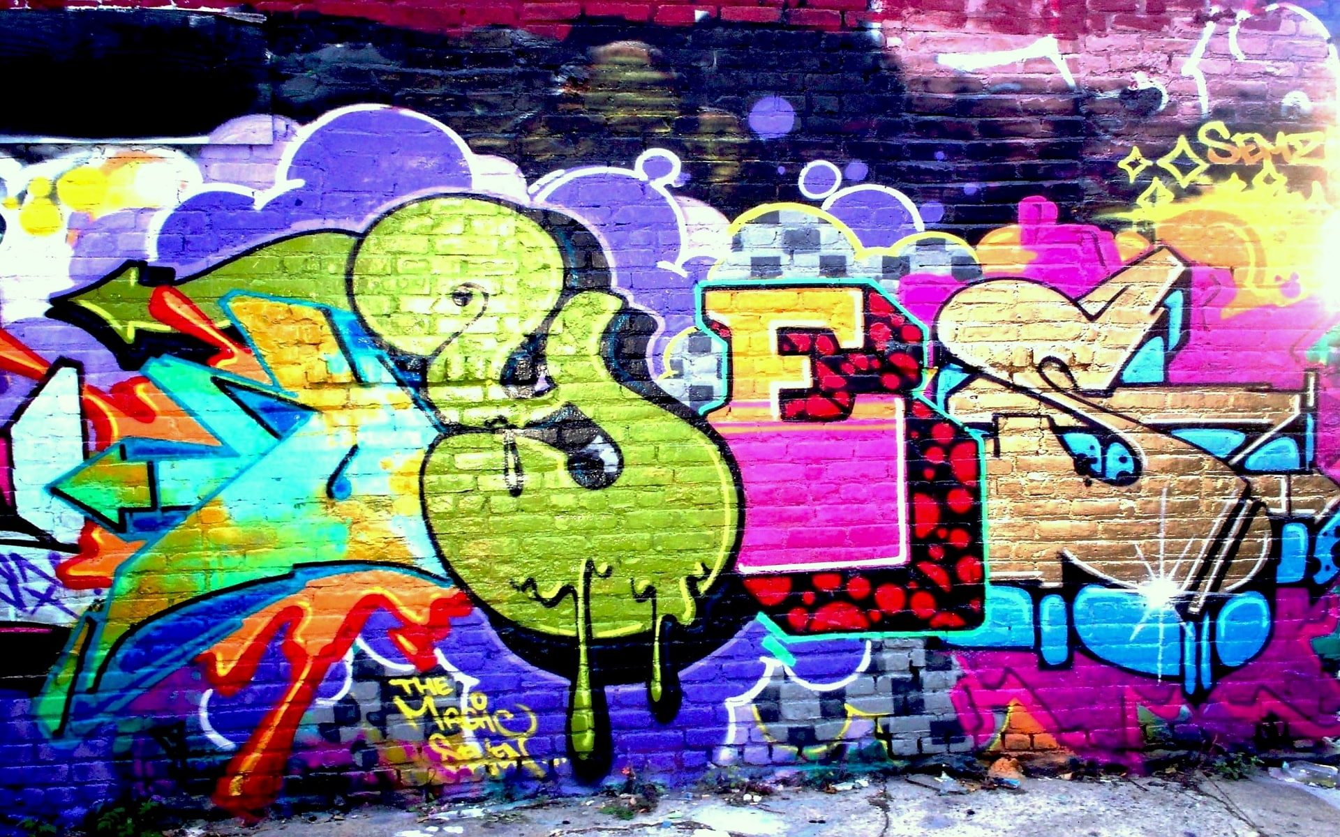 art, Urban, paint, Graffiti, 1080P, wall, color, bricks, HD Wallpaper