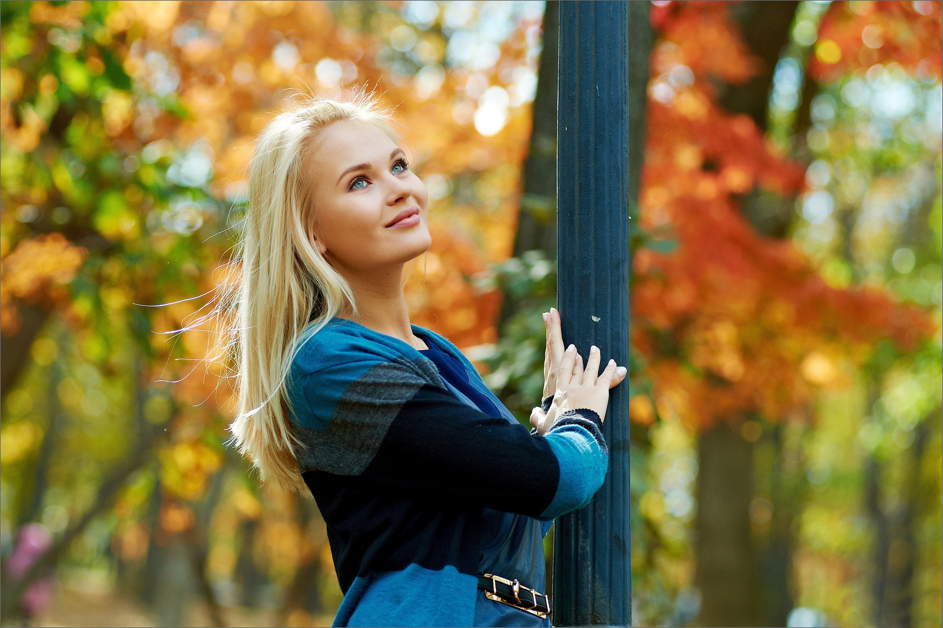 one person, beauty, teenager, nature, hair, dress, outdoors, girl, sleeved, tree, beautiful woman, blonde, waist up, blue, cutie, s, women, portrait, blond hair, HD Wallpaper