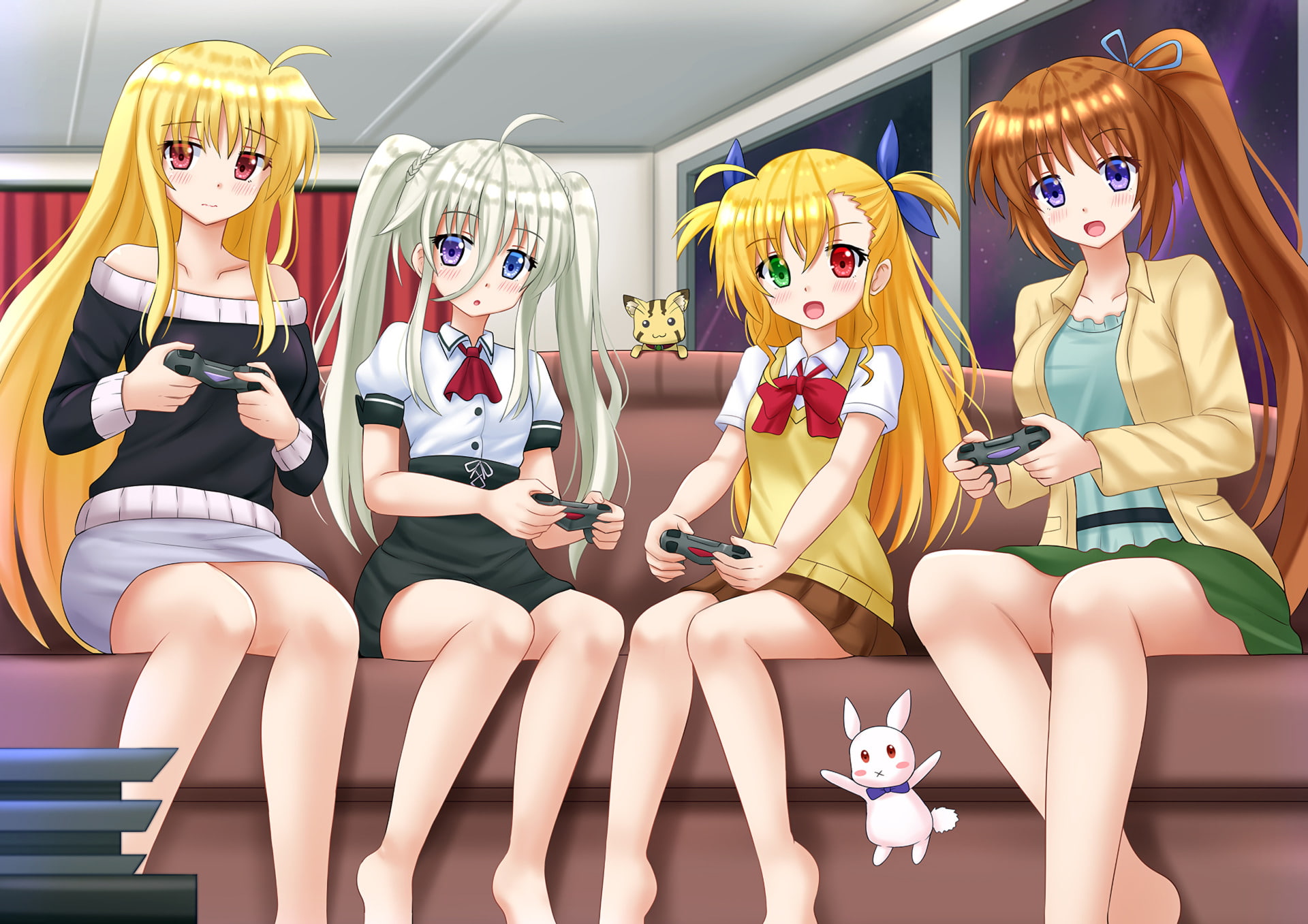 1080P, Anime, Nanoha Takamachi, Vivio (ViVid Strike!), Fate Testarossa, Einhard Stratos, Crossover, HD Wallpaper