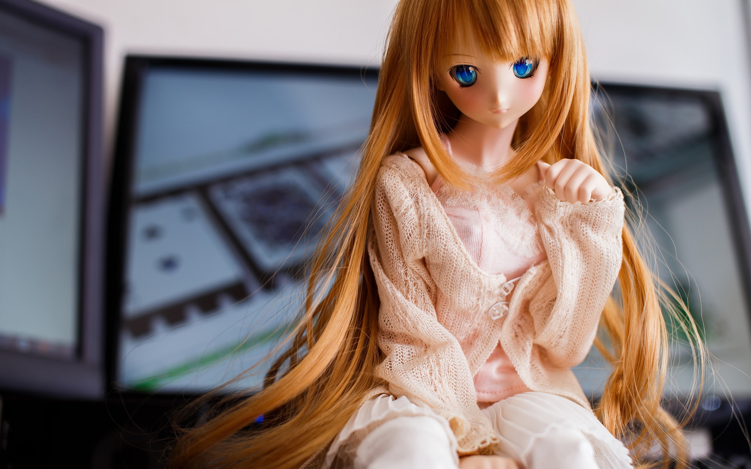 Doll, Girl, Toy, 2K, Blue, Hair, Eyes, Golden, HD Wallpaper
