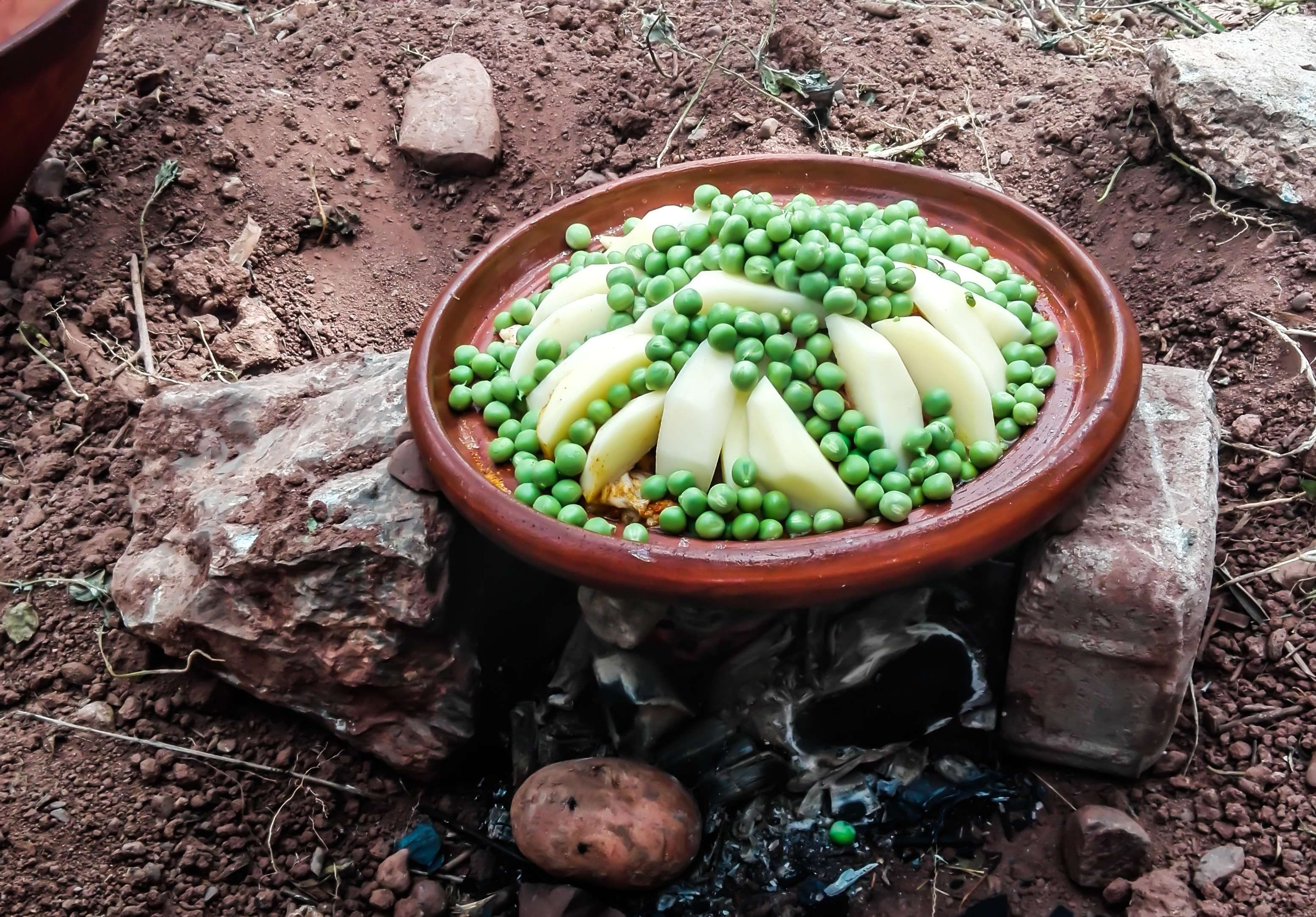 stone, meal, food, healthy eating, container, tradition, tajine, raw food, still life, choice, no people, freshness, firewood, picnic, 2K, outdoors, hd, HD Wallpaper