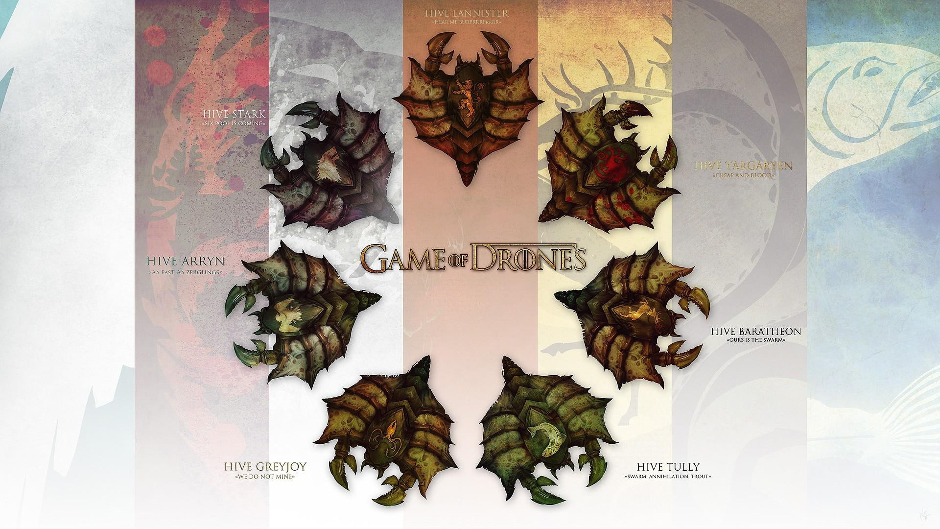game, thrones, 1920x1080, funny, crossover, illustration, game of thrones, 1080P, starcraft, HD Wallpaper