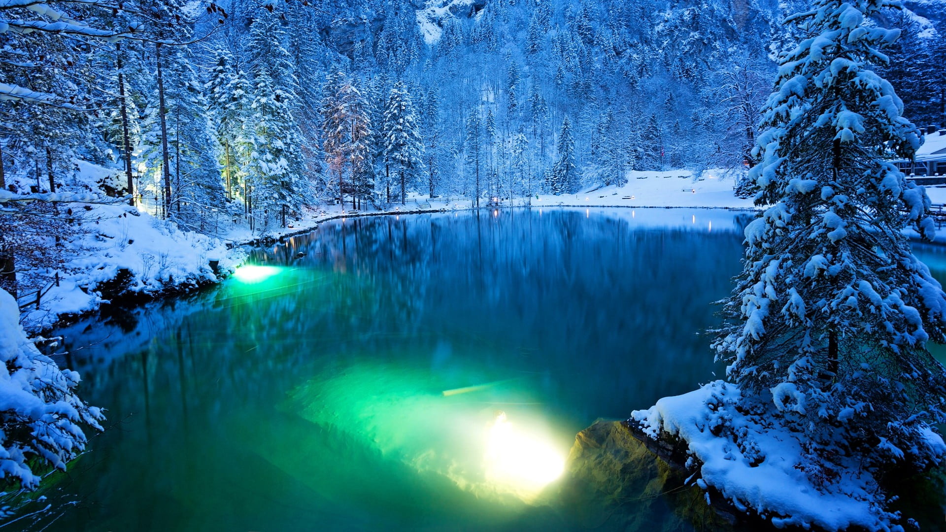 woodland, tranquility, coniferous tree, forest, nature, water, reflection, land, mountain, 1080P, wilderness, tree, kandergrund, switzerland, freezing, HD Wallpaper