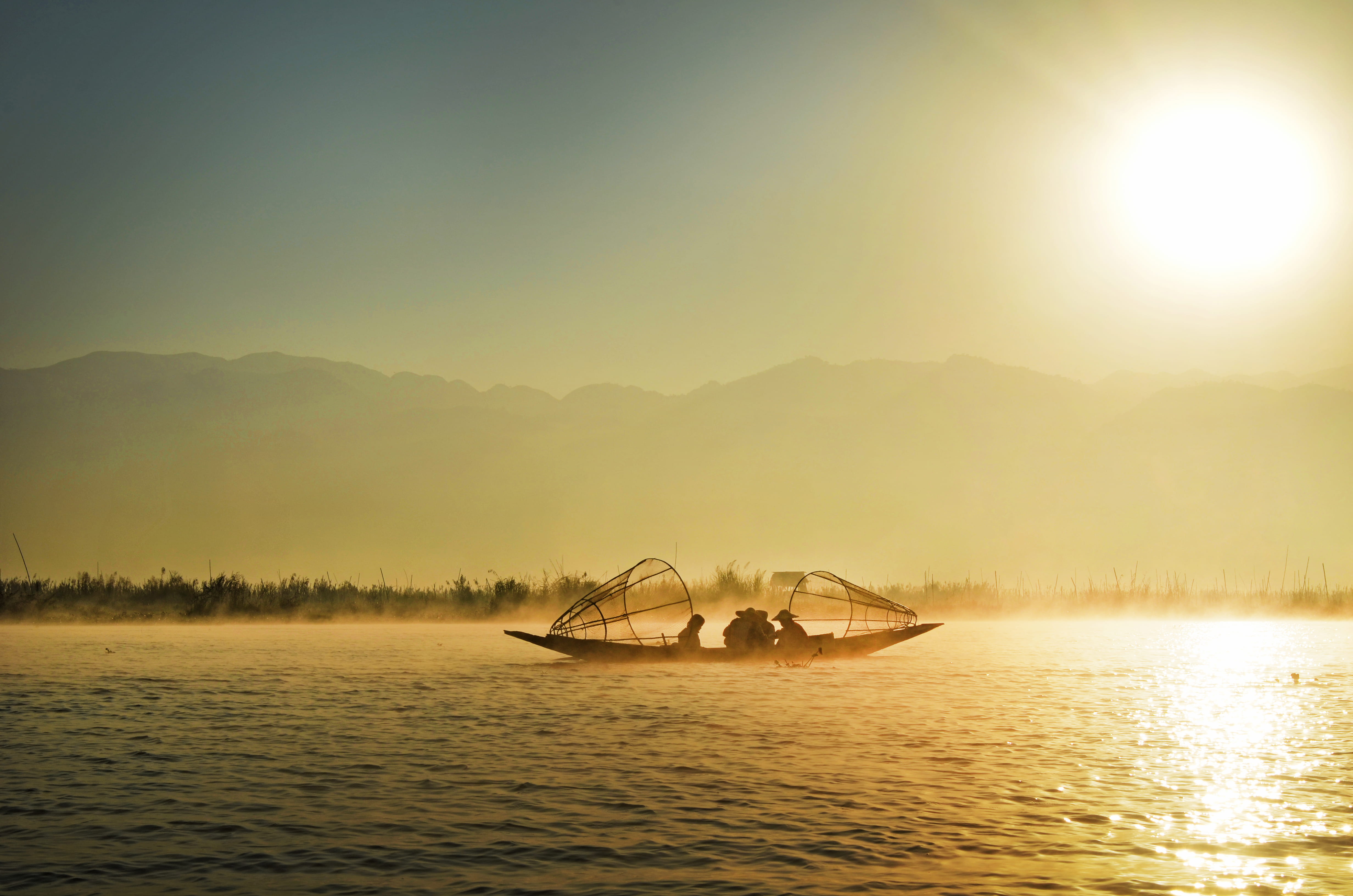 nature, clouds, sunlight, mode of transportation, calm, travel, transportation, landscape, water, no people, beauty in nature, tranquility, outdoors, boat, HD Wallpaper