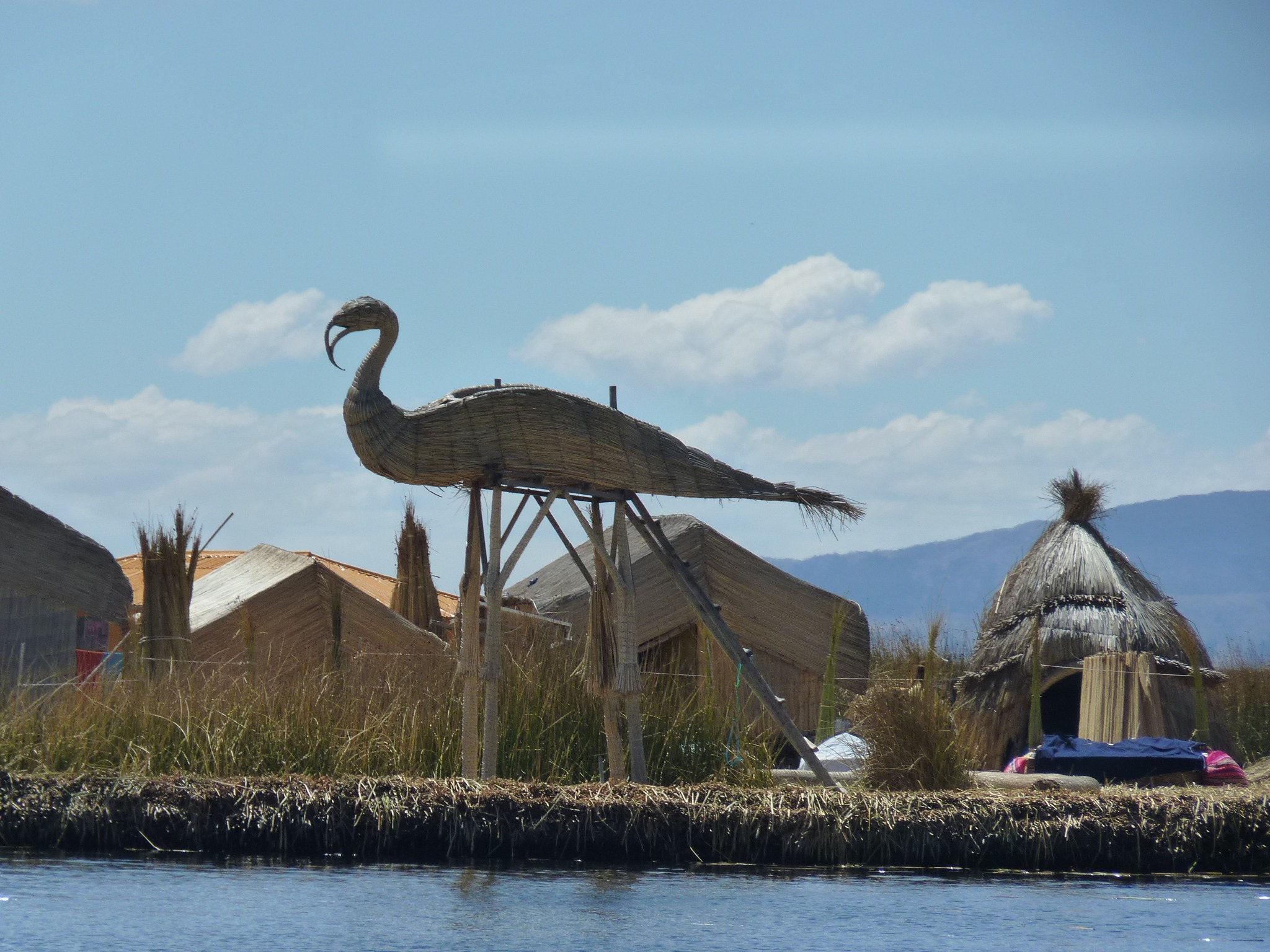1080P, sky, house, totoraschilf, outdoors, animal themes, cloud - sky, lake, rush, built structure, waterfront, mountain, lake titicaca, water, architecture, HD Wallpaper