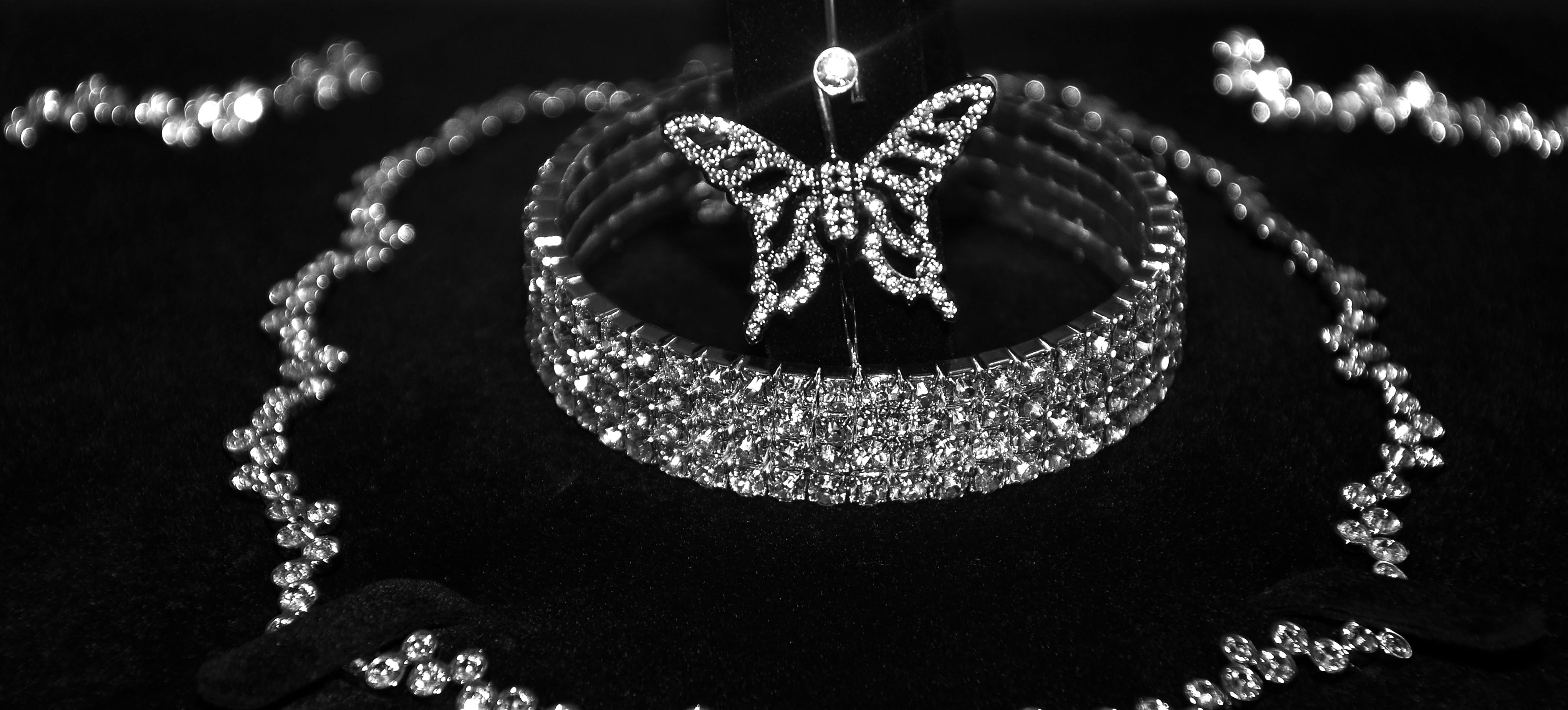 elegance, love, diamond - gemstone, silver colored, celebration, indoors, personal accessory, event, colored, precious gem, butterfly, no people, wedding, HD Wallpaper