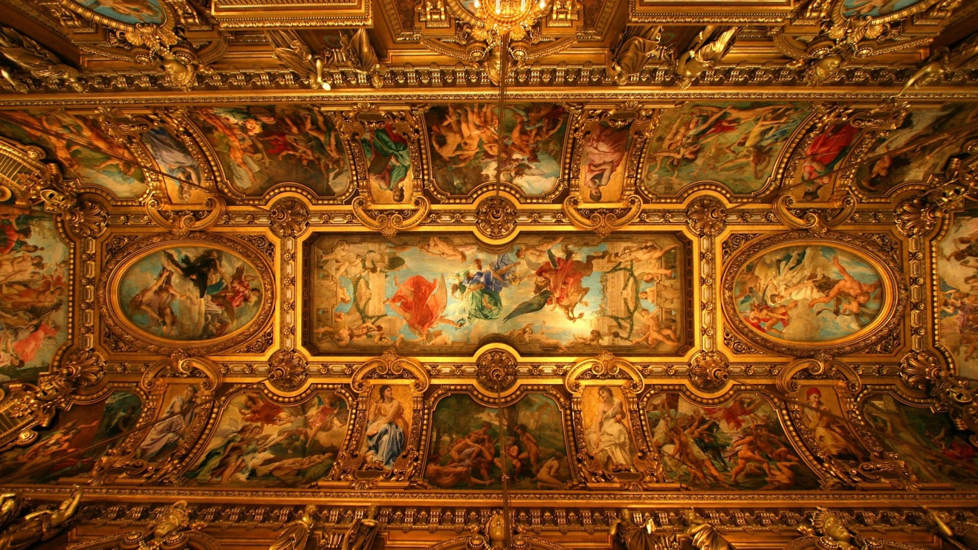 human representation, ceiling, art and craft, 1080P, representation, mural, design, spirituality, built structure, altar, architecture, paris opera house, HD Wallpaper