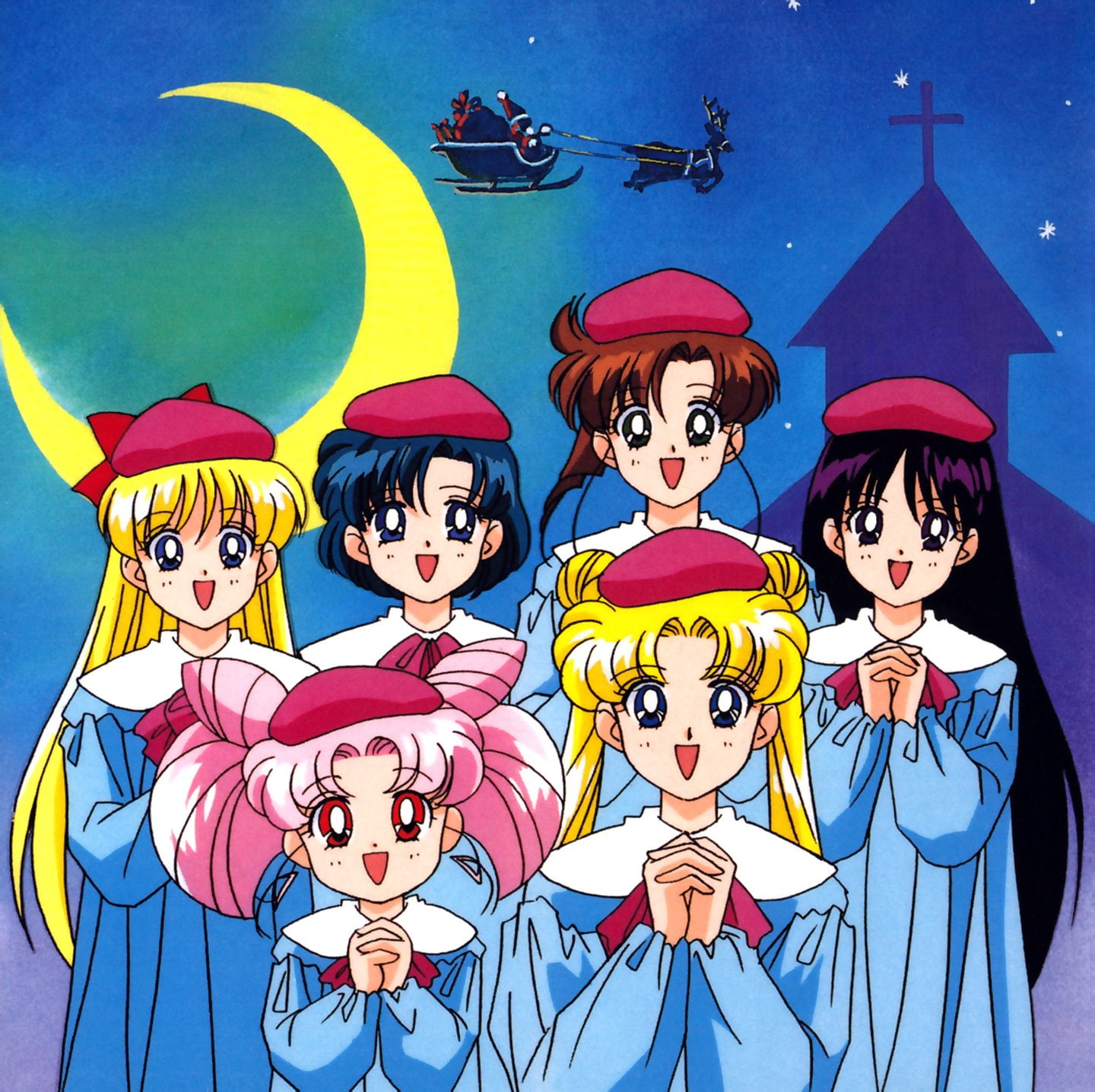 year, anime, night, series, group, beautiful, moon, 720P, sailor, chorus, characters, girls, dress, HD Wallpaper