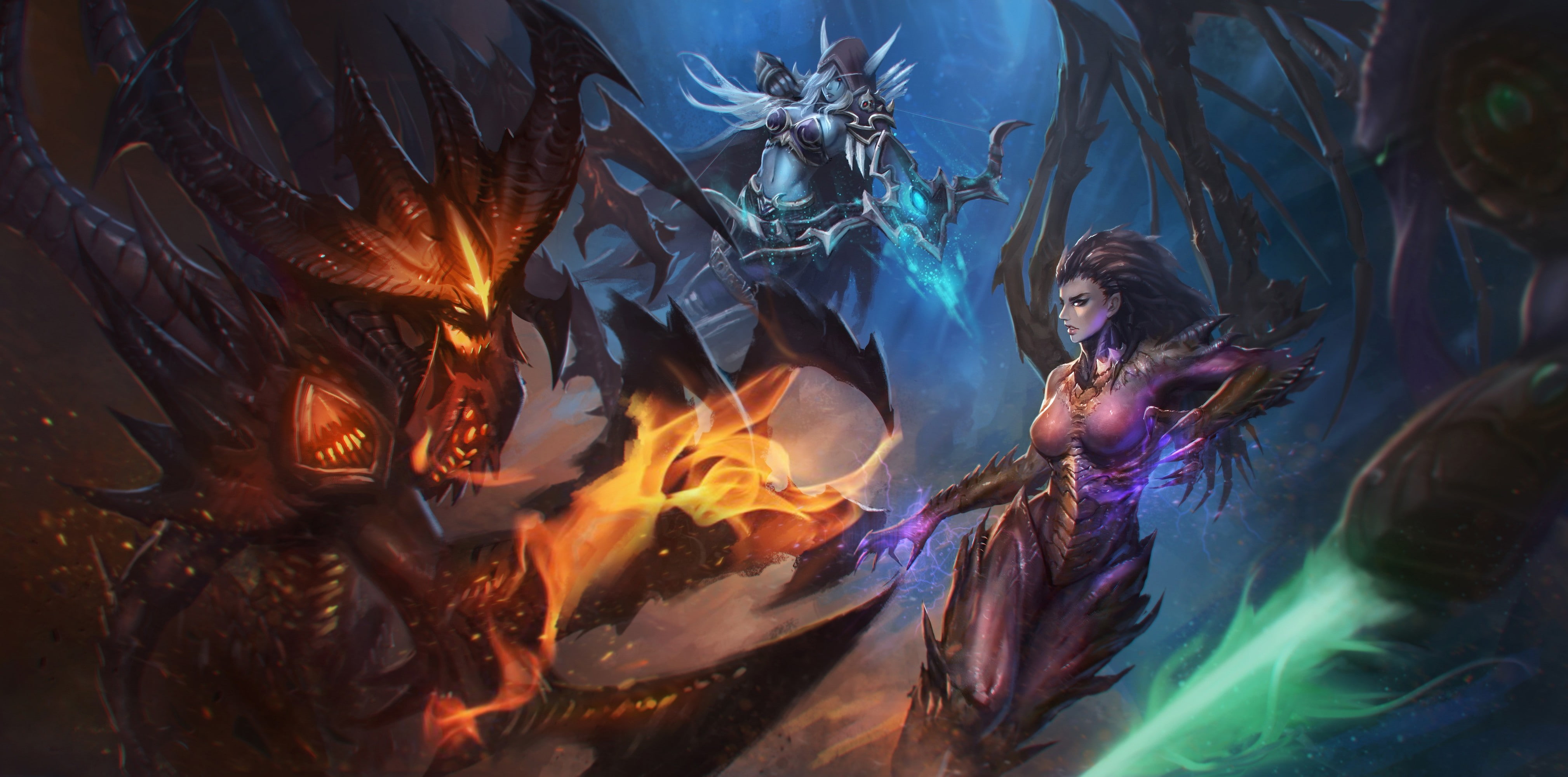 Blizzard Entertainment, Sarah Kerrigan, Heroes Of The Storm, Zeratul, contests, 4K, Sylvanas Windrunner, Diablo, HD Wallpaper