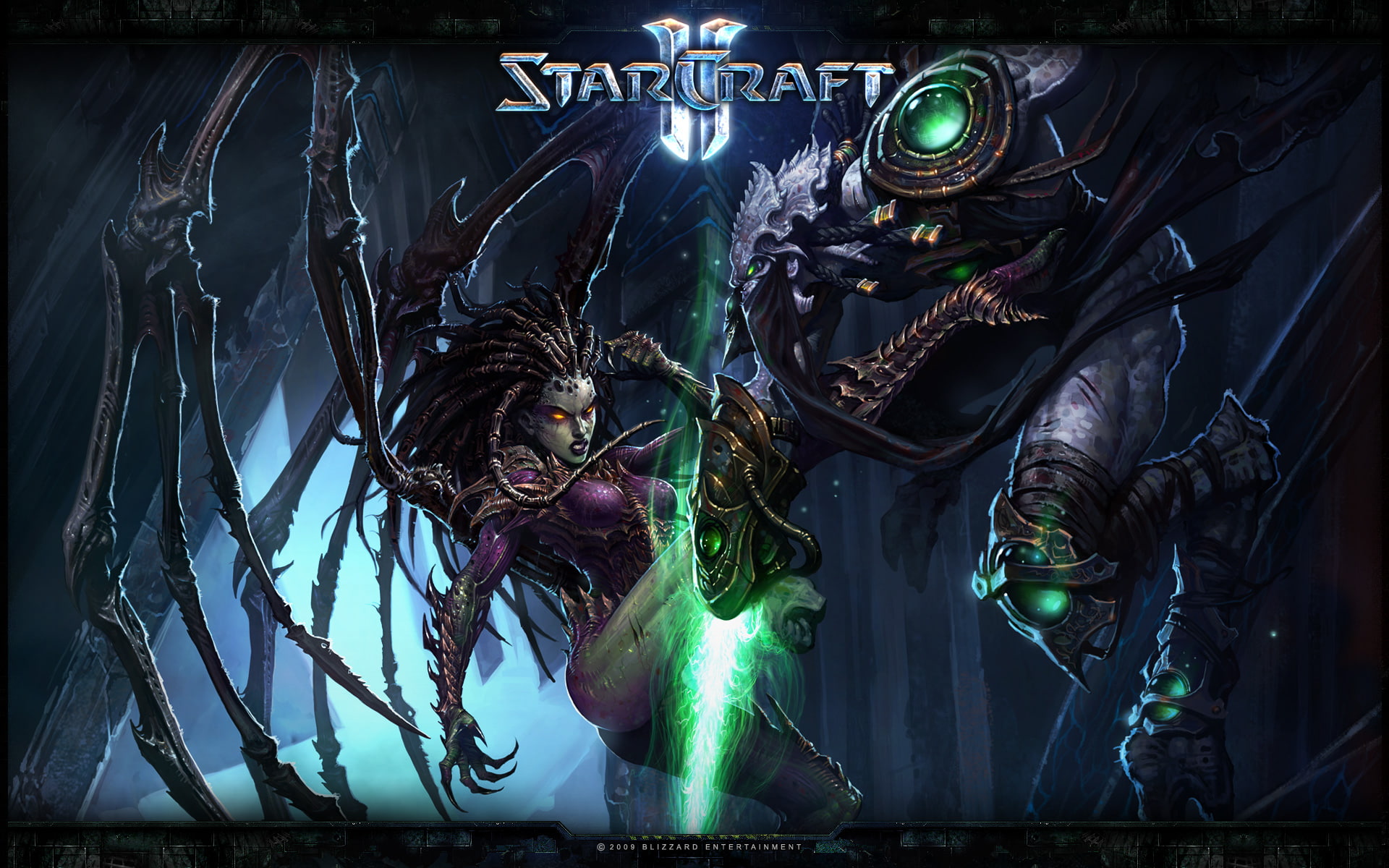 sarah, kerrigan, fighting, technics, zeratul, rts, strategy, starcraft, military, sci-fi, blades, action, futuristic, queen, 1080P, HD Wallpaper