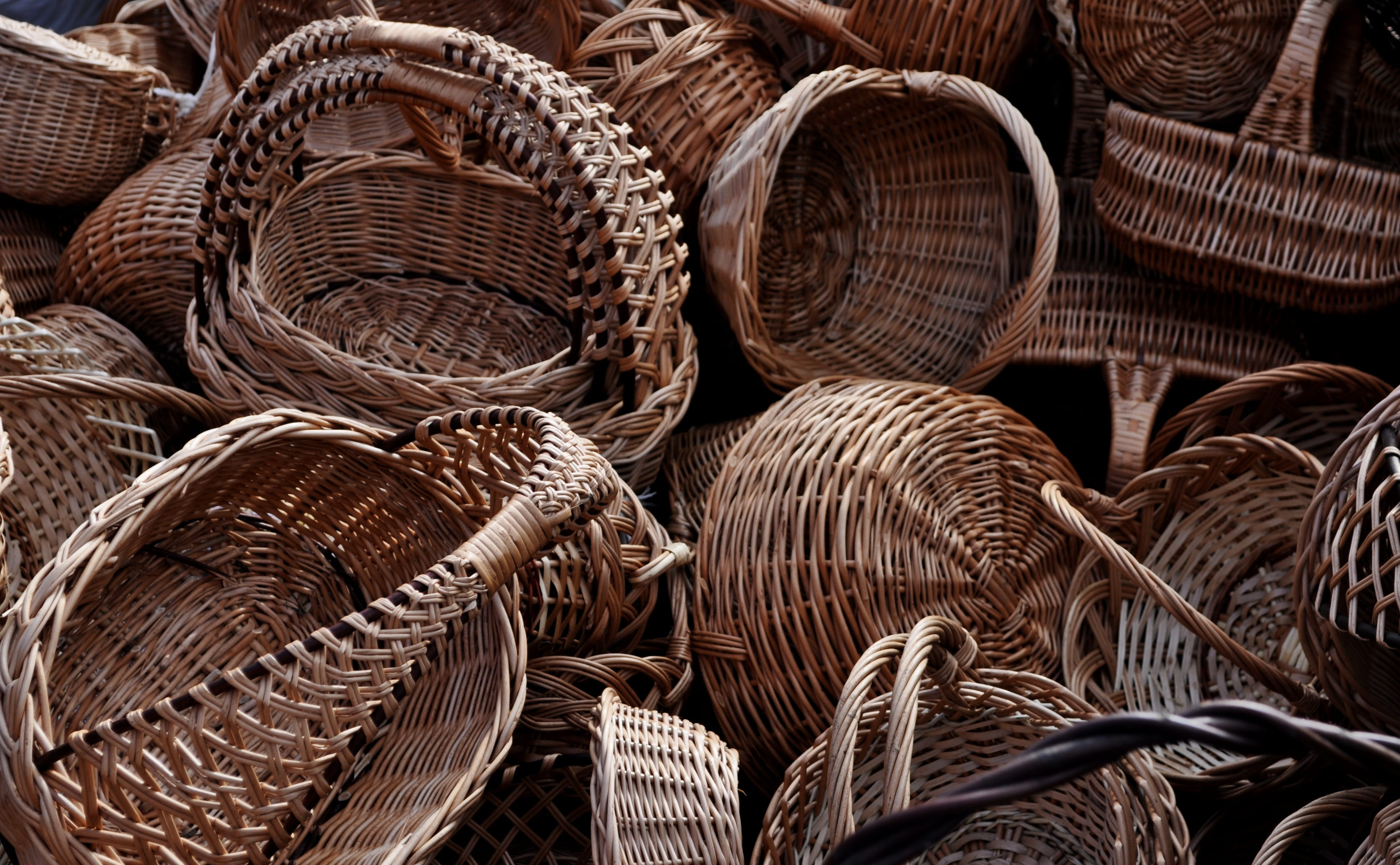 brown, pattern, traditional, fishing industry, day, still life, craft, for sale, large group of objects, close-up, market, handcrafted, textured, 4K, no people, HD Wallpaper