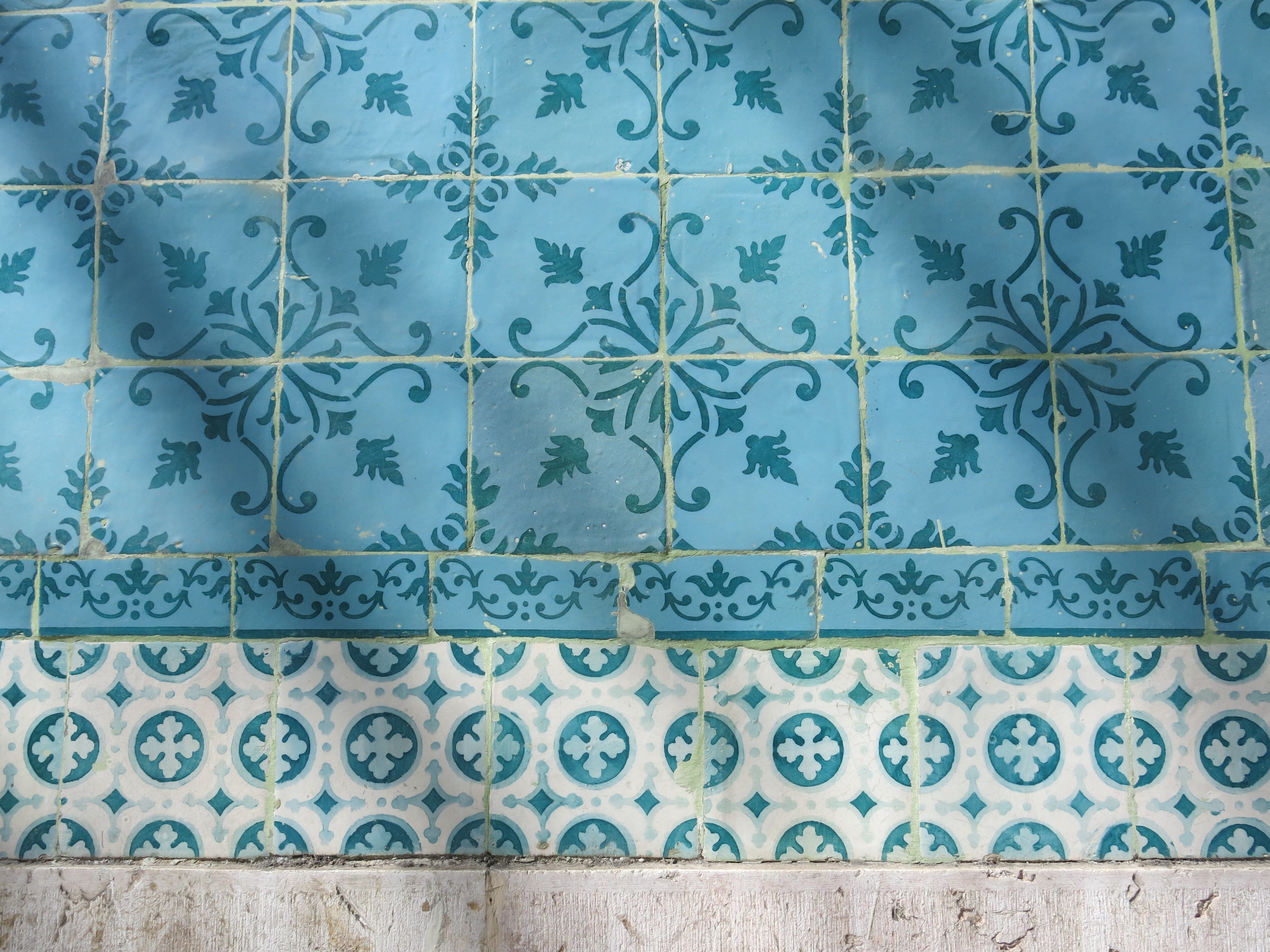 floral pattern, built structure, backgrounds, turquoise, blue, azulejos, lisbon, textile, 4K, design, architecture, wall - building feature, pattern, untitled, HD Wallpaper