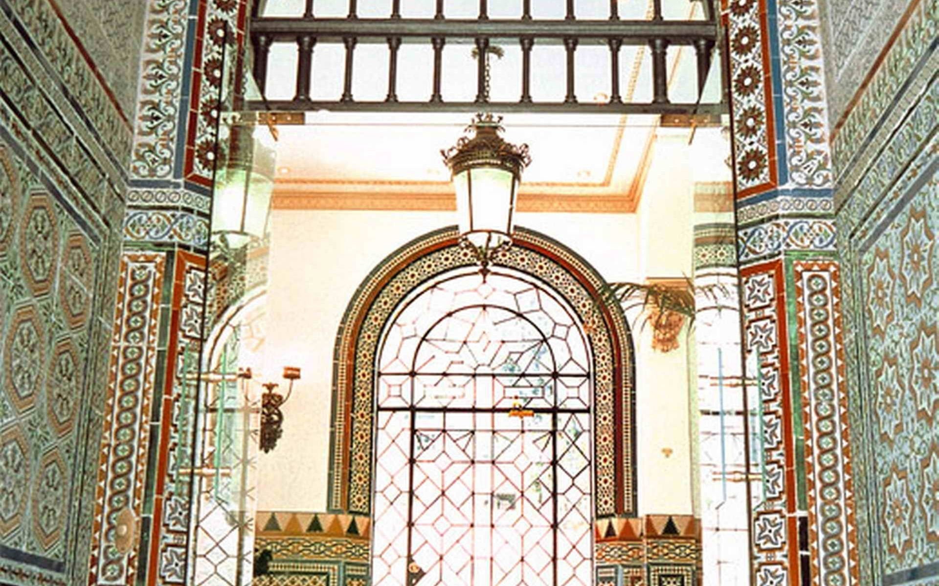 puerta, 1080P, farol, hierro, azulejos, HD Wallpaper