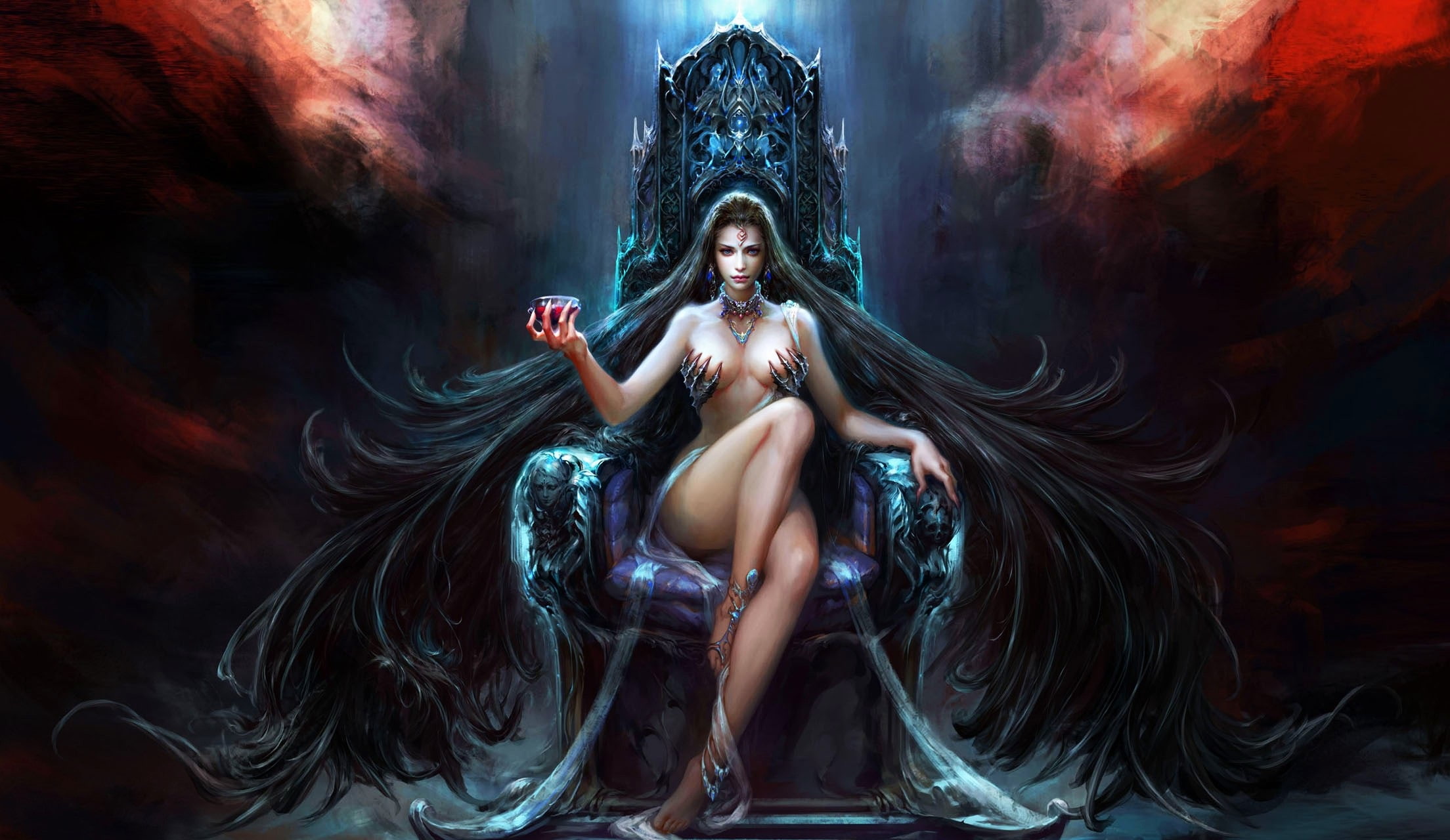 1080P, the throne, girl, fantasy, HD Wallpaper