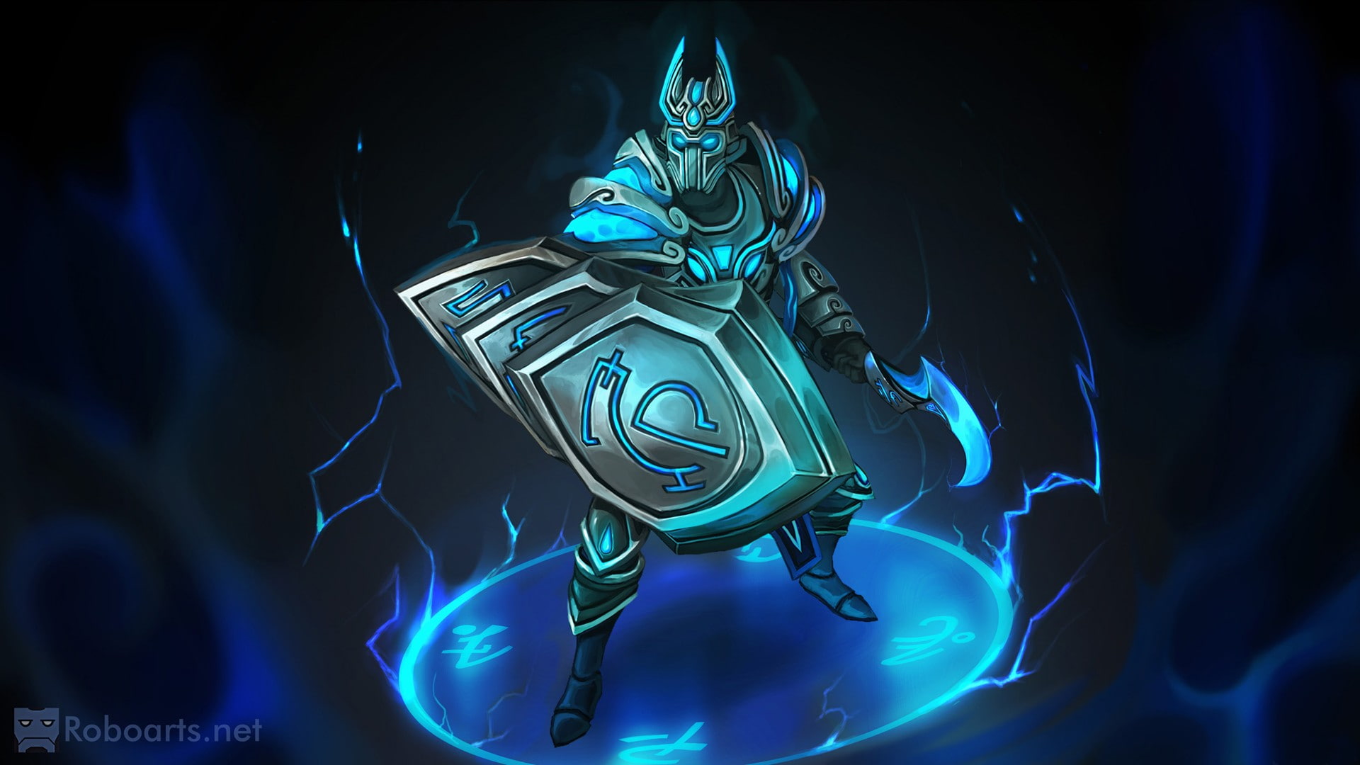Steam (software), Silencer, Defense of the Ancients, Dota 2, shield, Dota, cyan, armor, blue, 1080P, HD Wallpaper