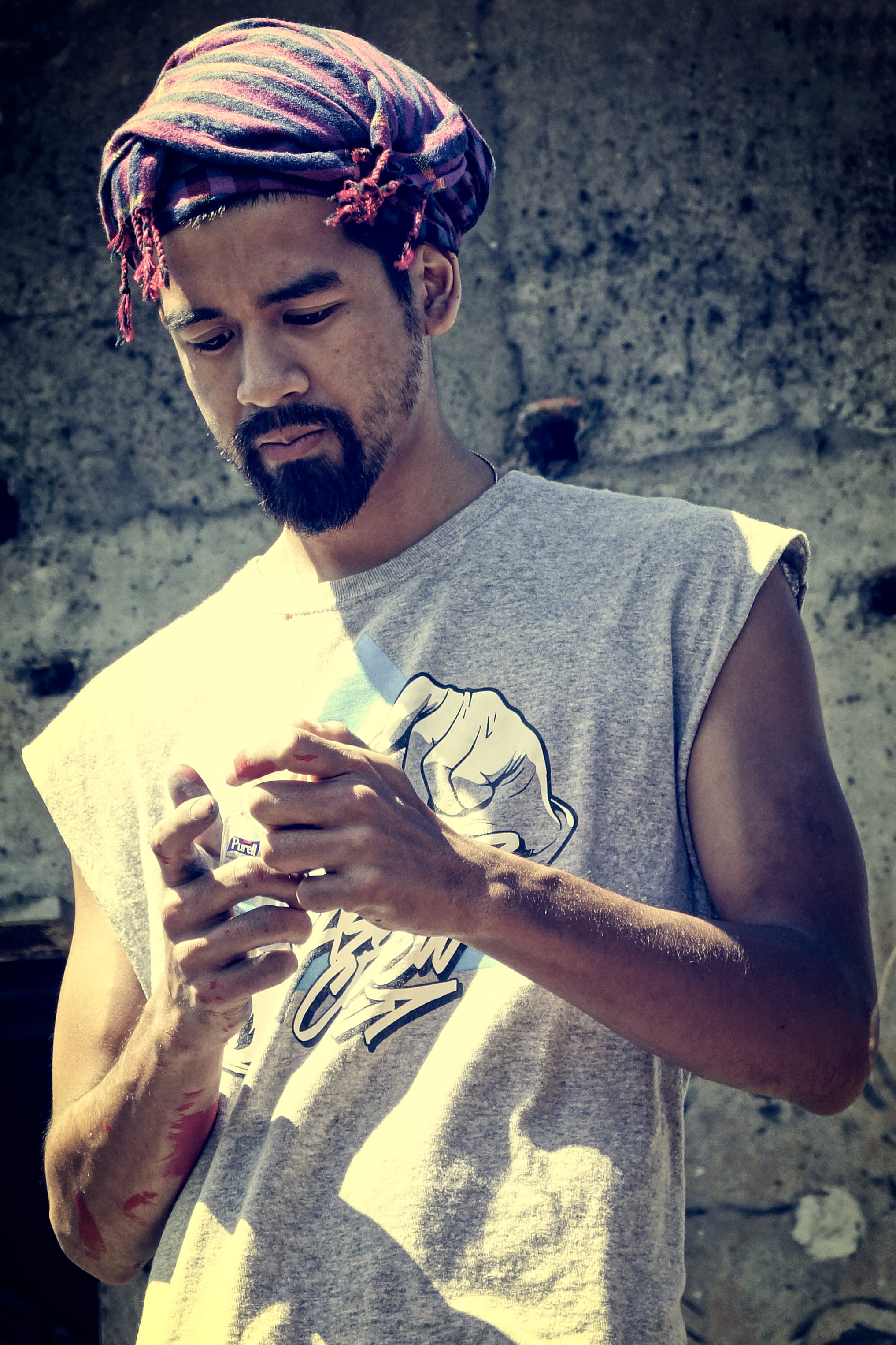 lifestyles, leisure activity, men, tattoo, focus on foreground, street, cambodia, outdoors, kampot, casual clothing, beard, day, preah monivong bokor national park, Phone HD Wallpaper